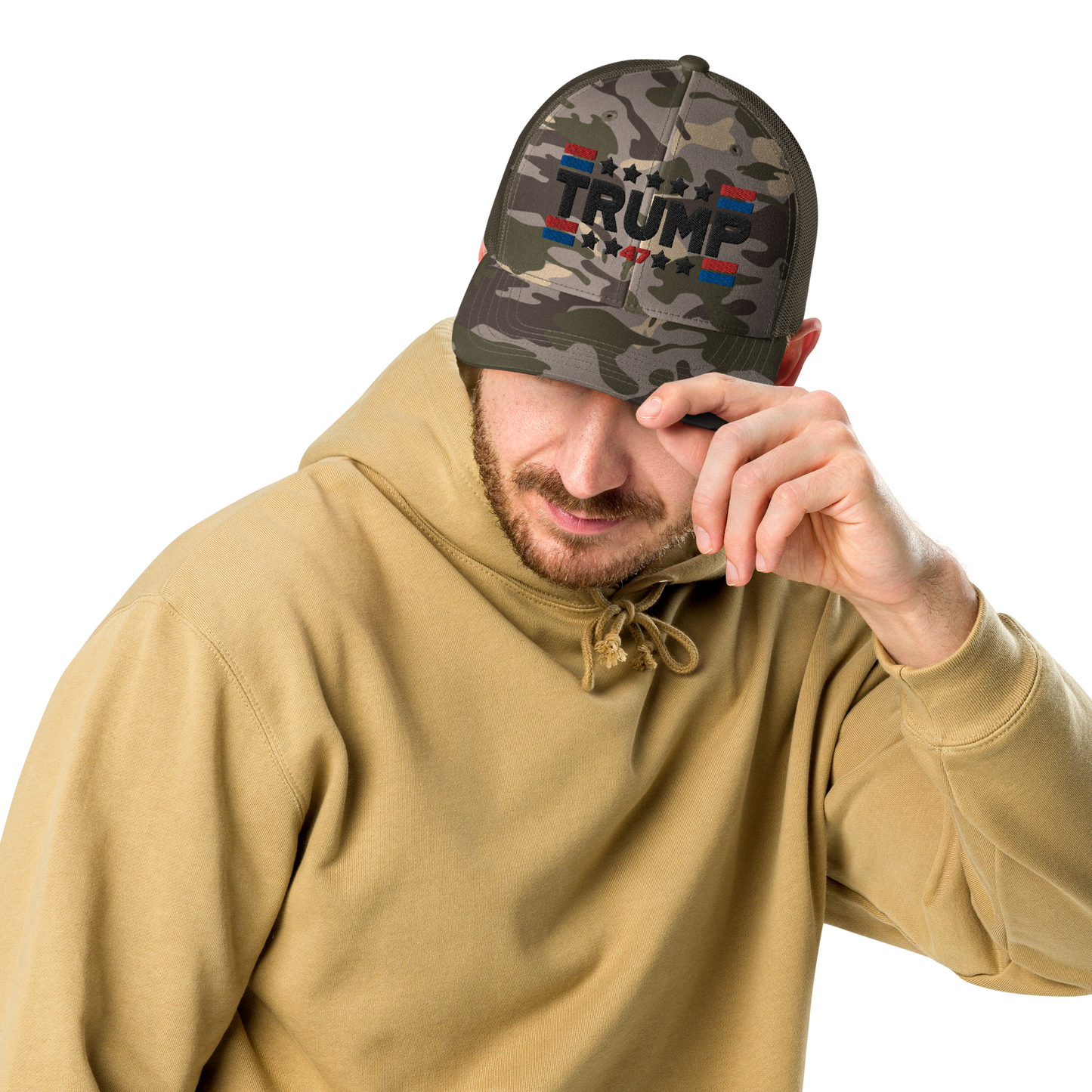 Trump 47 Camo Trucker Hat | Otto Olive Camouflage Snapback