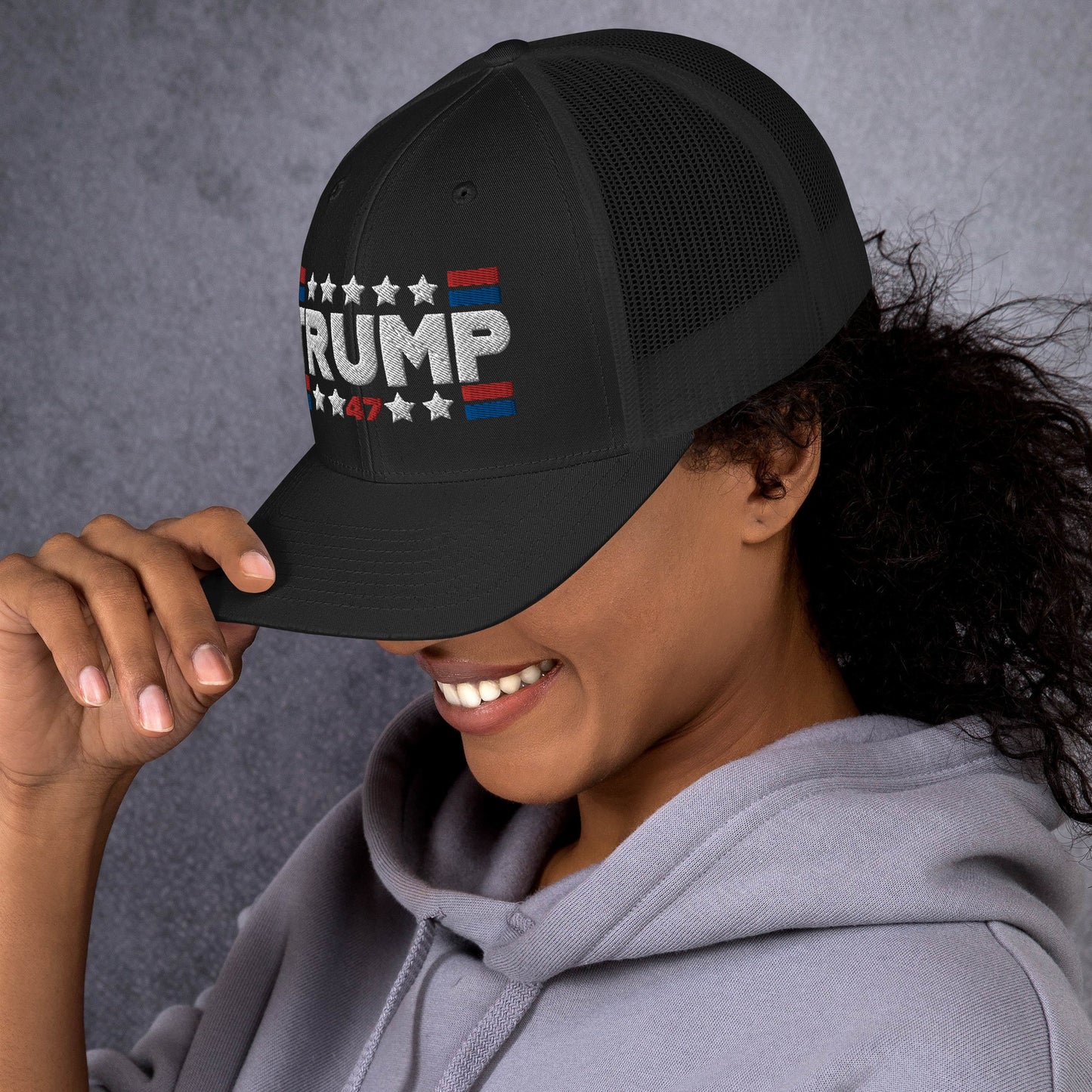 Trump 47 Dark Yupoong Retro Trucker Hat | Pro Trump 2024 Election Cap