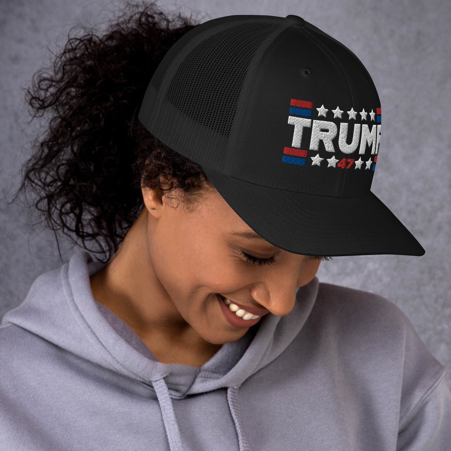 Trump 47 Dark Yupoong Retro Trucker Hat | Pro Trump 2024 Election Cap