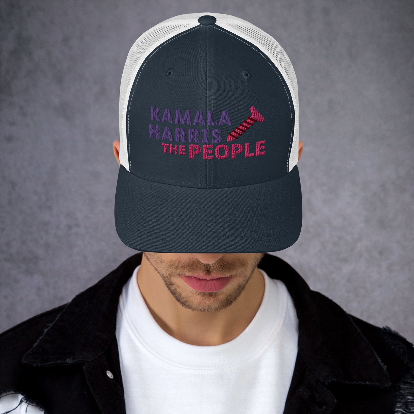 Kamala Harris "Screwing the People" Yupoong Retro Trucker Hat