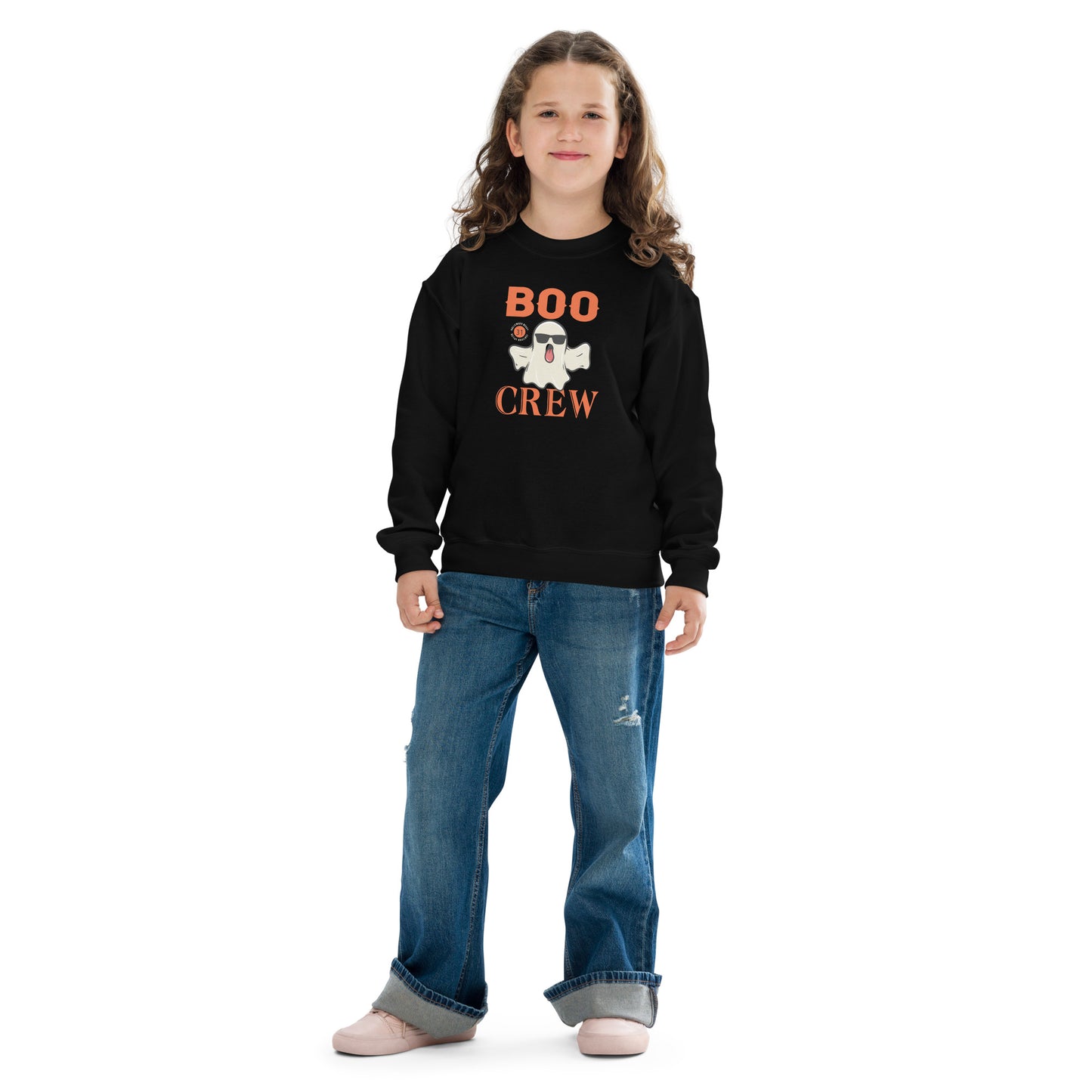 Boo Crew Black Youth Halloween Sweatshirt