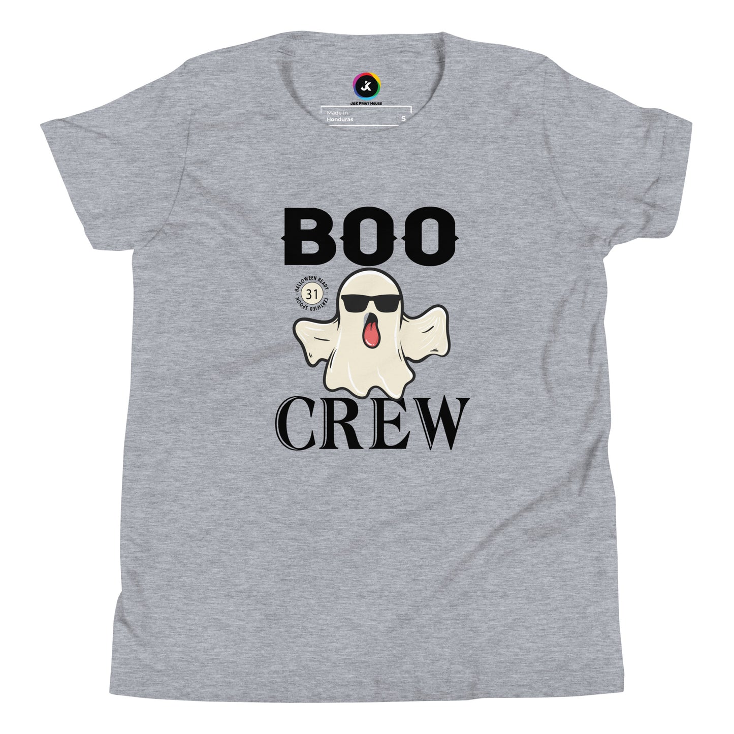 Boo Crew Light Youth Halloween T-Shirt | Bella + Canvas Ghost Tee for Kids