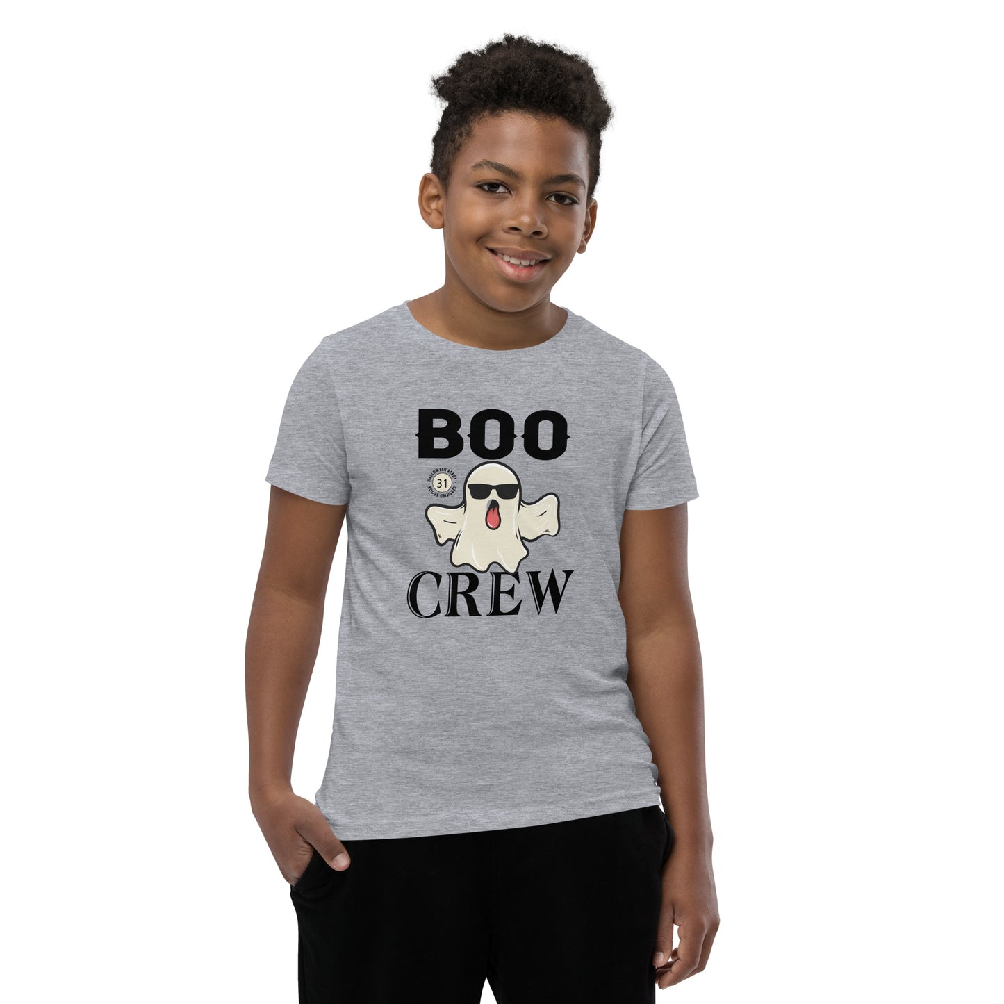 Boo Crew Light Youth Halloween T-Shirt | Bella + Canvas Ghost Tee for Kids