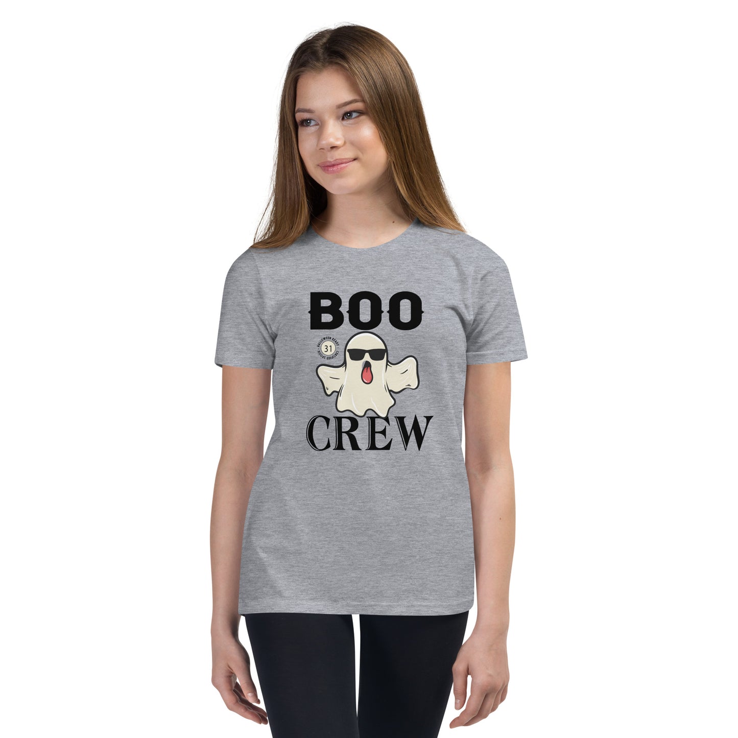 Boo Crew Light Youth Halloween T-Shirt | Bella + Canvas Ghost Tee for Kids