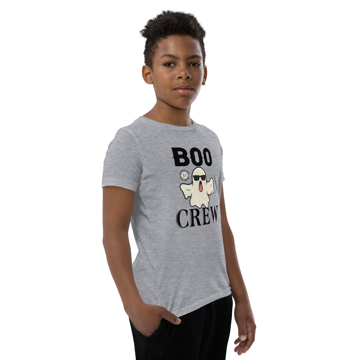 Boo Crew Light Youth Halloween T-Shirt | Bella + Canvas Ghost Tee for Kids
