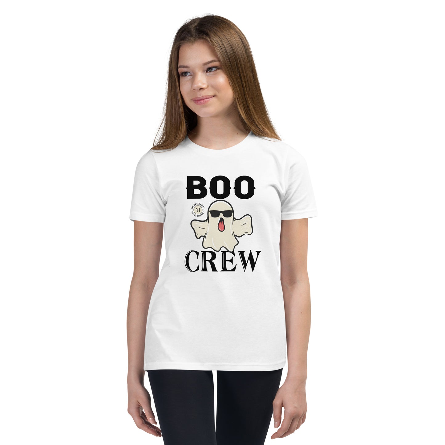 Boo Crew Light Youth Halloween T-Shirt | Bella + Canvas Ghost Tee for Kids