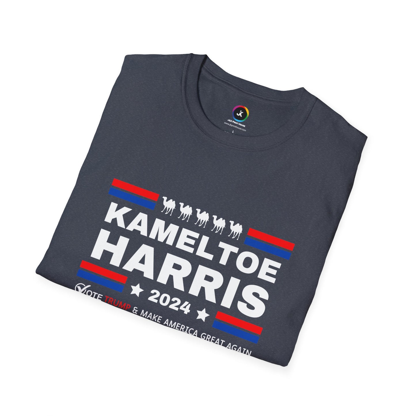 Kameltoe Harris 2024 - Vote Trump Dark Gildan Softstyle T-Shirt