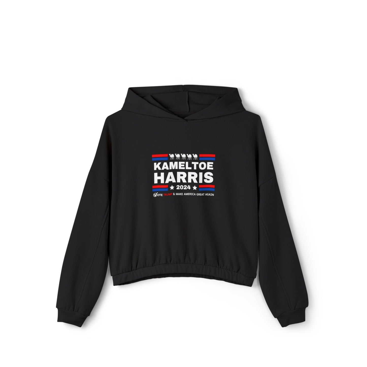 Kameltoe Harris 2024 - Vote Trump - Women's Bella+Canvas Cinched Bottom Hoodie