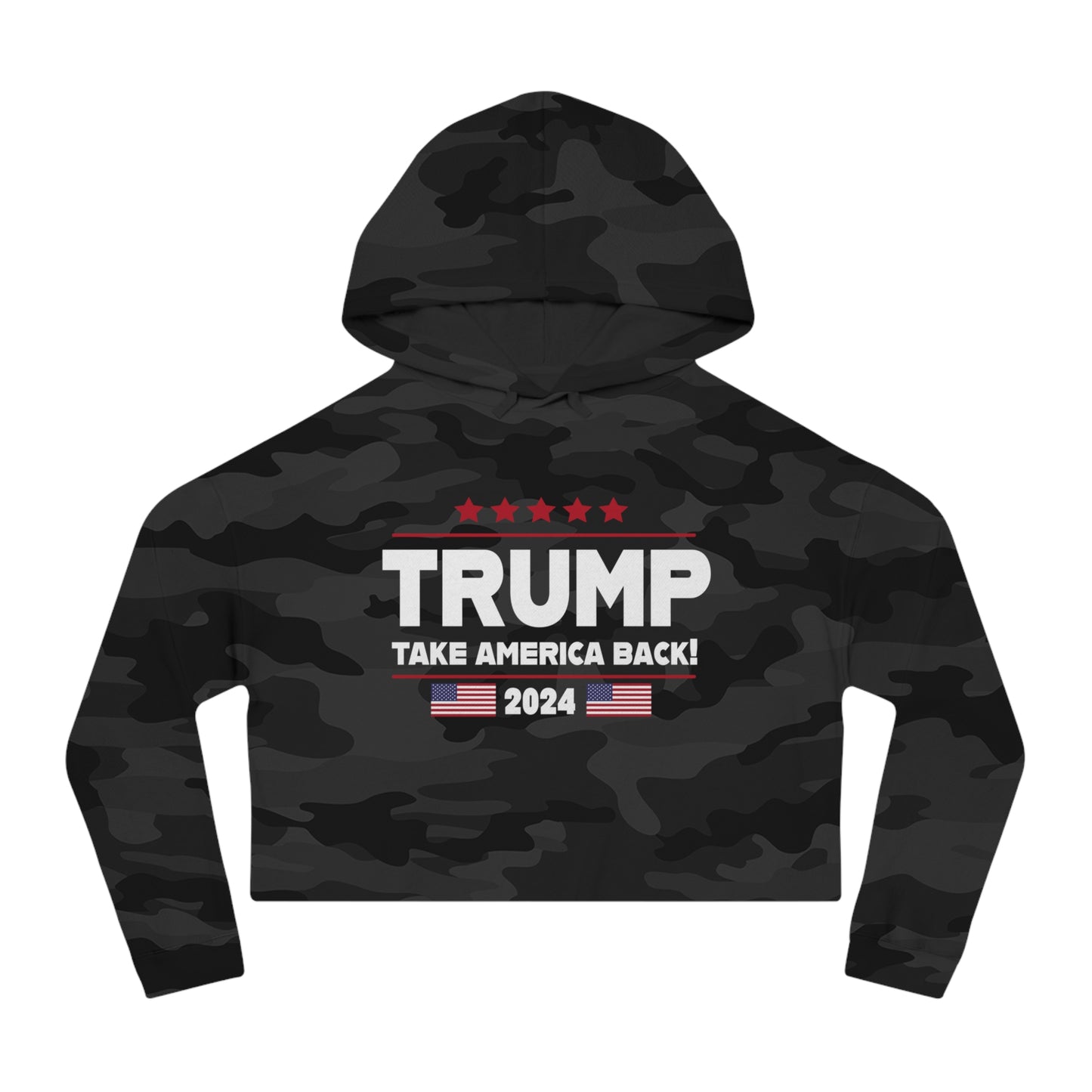Trump Take America Back Women’s Dark Cropped Hooded Sweatshirt