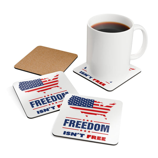 4pc Freedom Isn't Free Corkwood Coaster Set