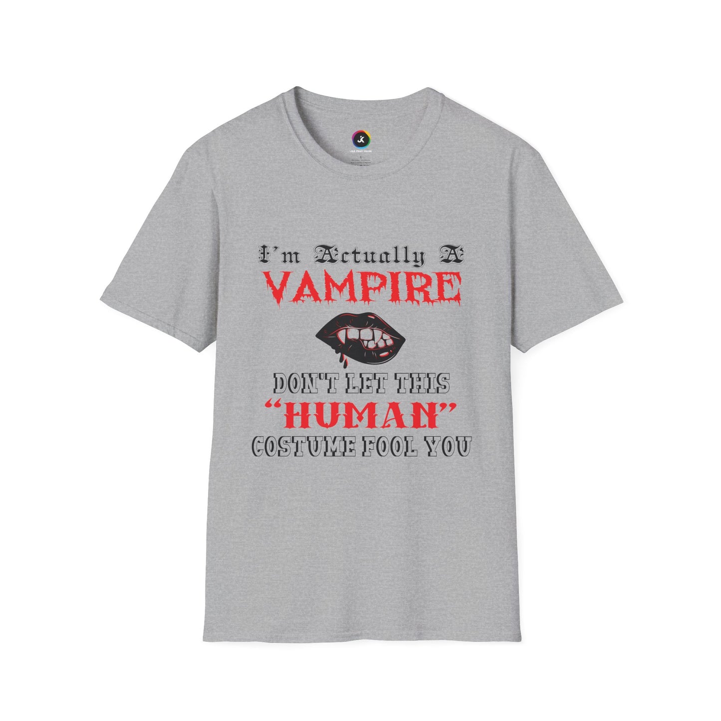 I'm Actually a Vampire Halloween Softstyle T-Shirt | Funny Vampire Costume Tee