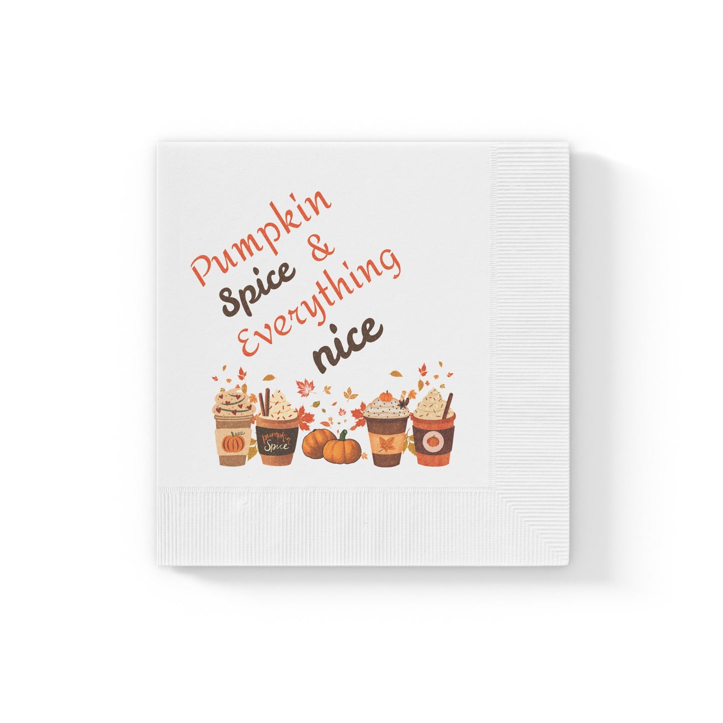 Fall Pumpkin Spice Latte Design White Coined Napkins