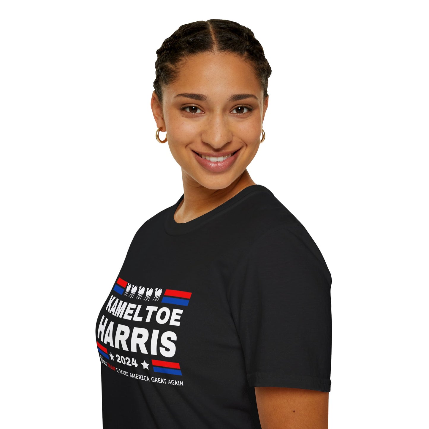 Kameltoe Harris 2024 - Vote Trump Dark Gildan Softstyle T-Shirt