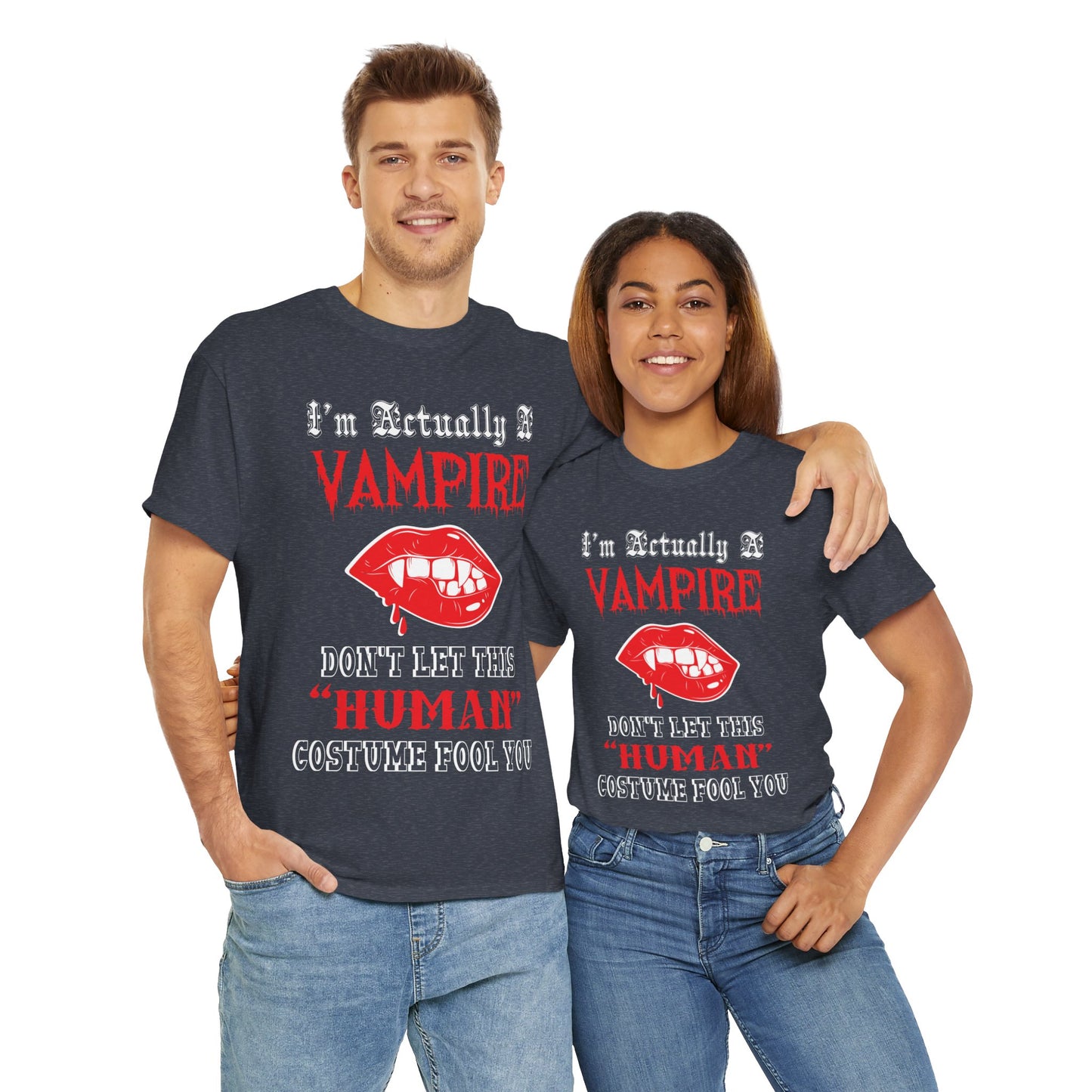 I'm Actually a Vampire Halloween Gildan T-Shirt | Funny Vampire Costume Tee