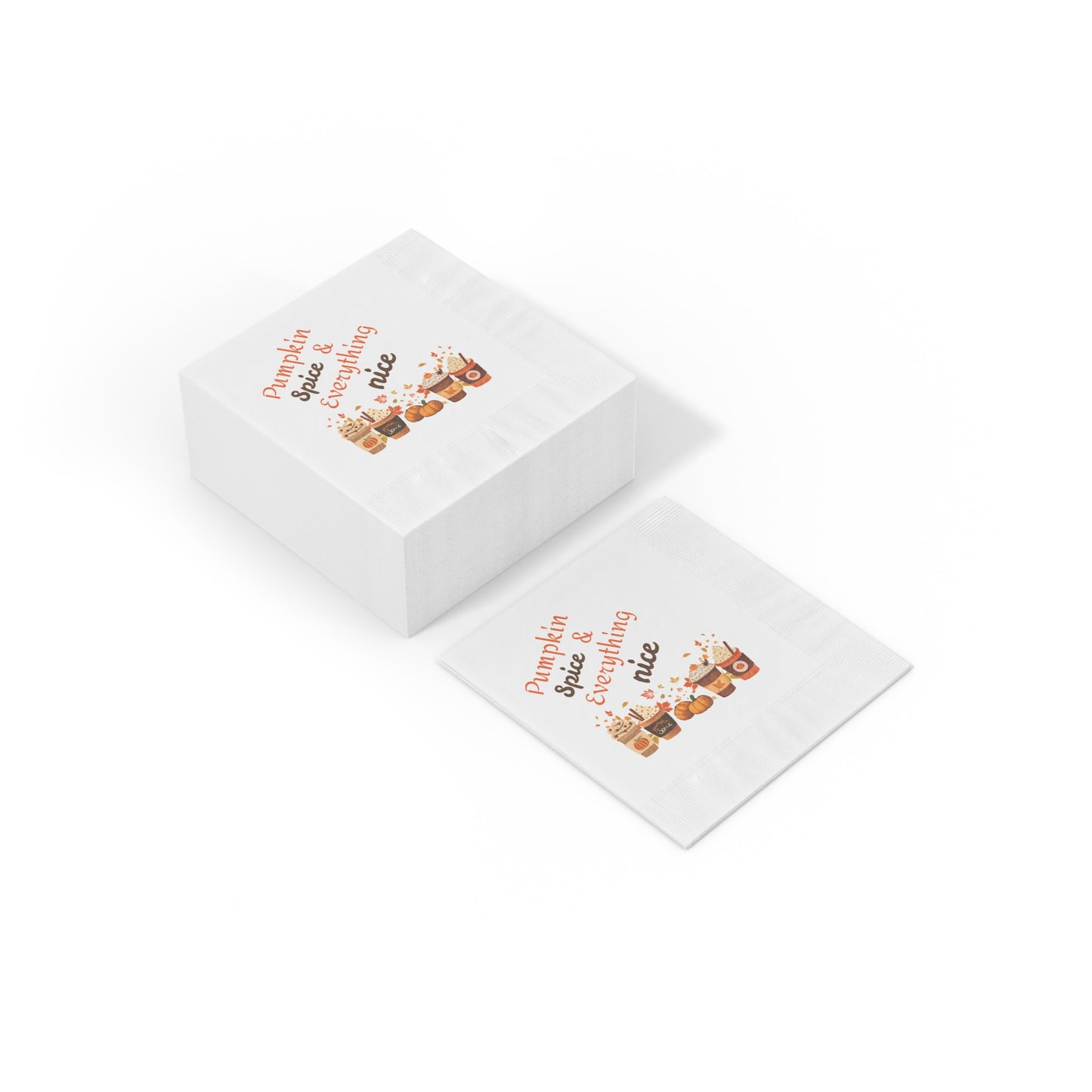 Fall Pumpkin Spice Latte Design White Coined Napkins