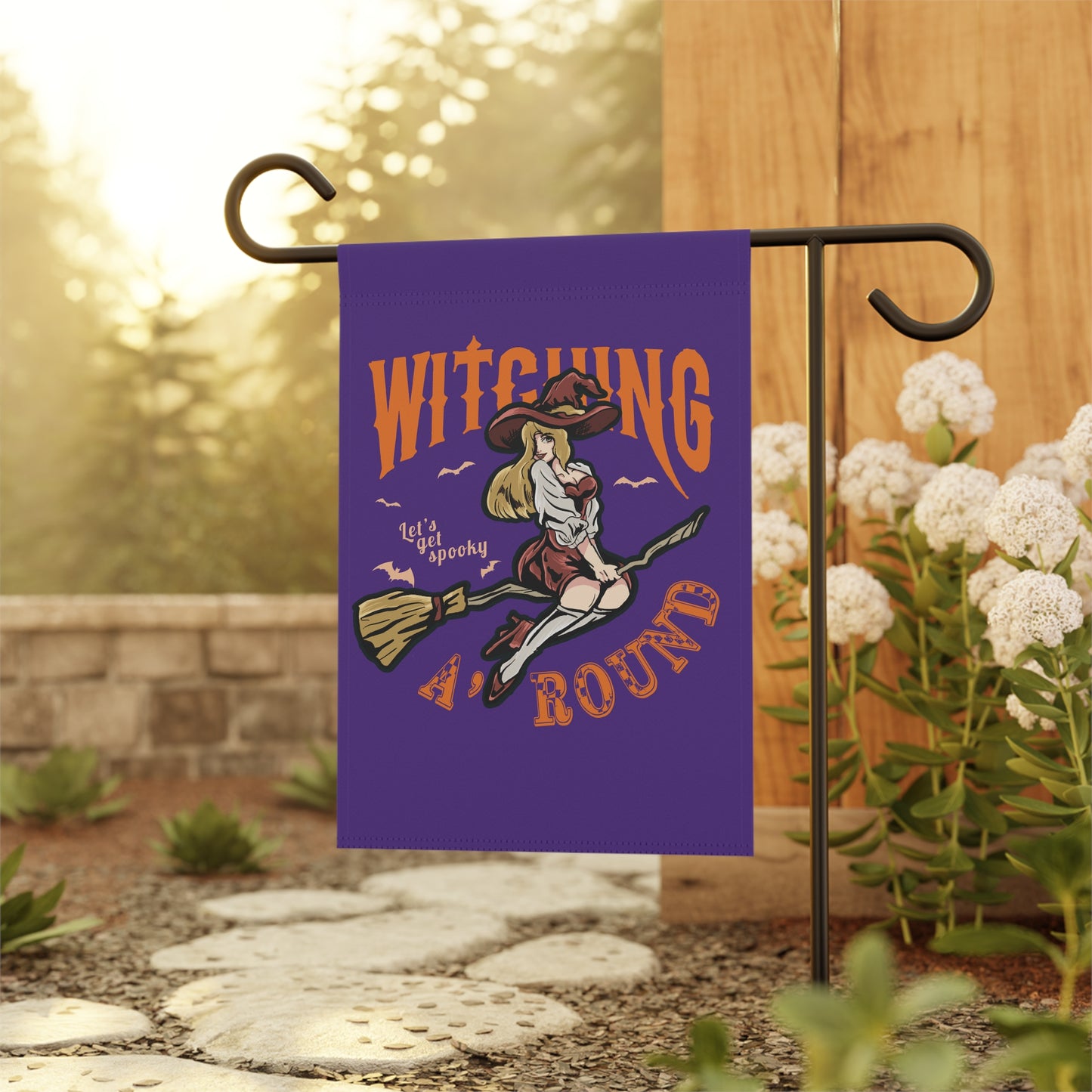 Purple Witching A'Round Halloween Banner | Outdoor Halloween Flag