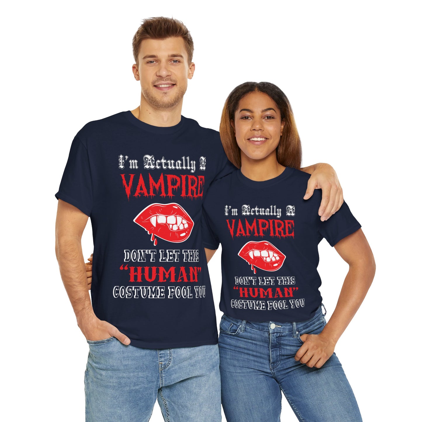 I'm Actually a Vampire Halloween Gildan T-Shirt | Funny Vampire Costume Tee