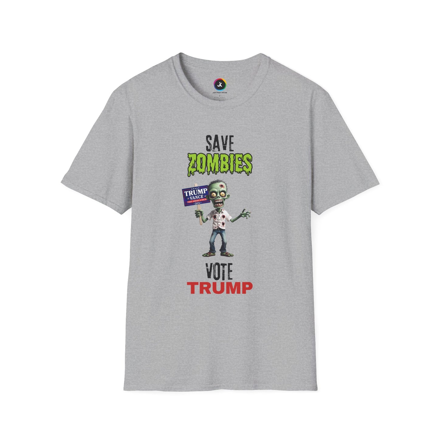 Save Zombies, Vote Trump – Halloween & Election Crossover Zombie Softstyle T-Shirt