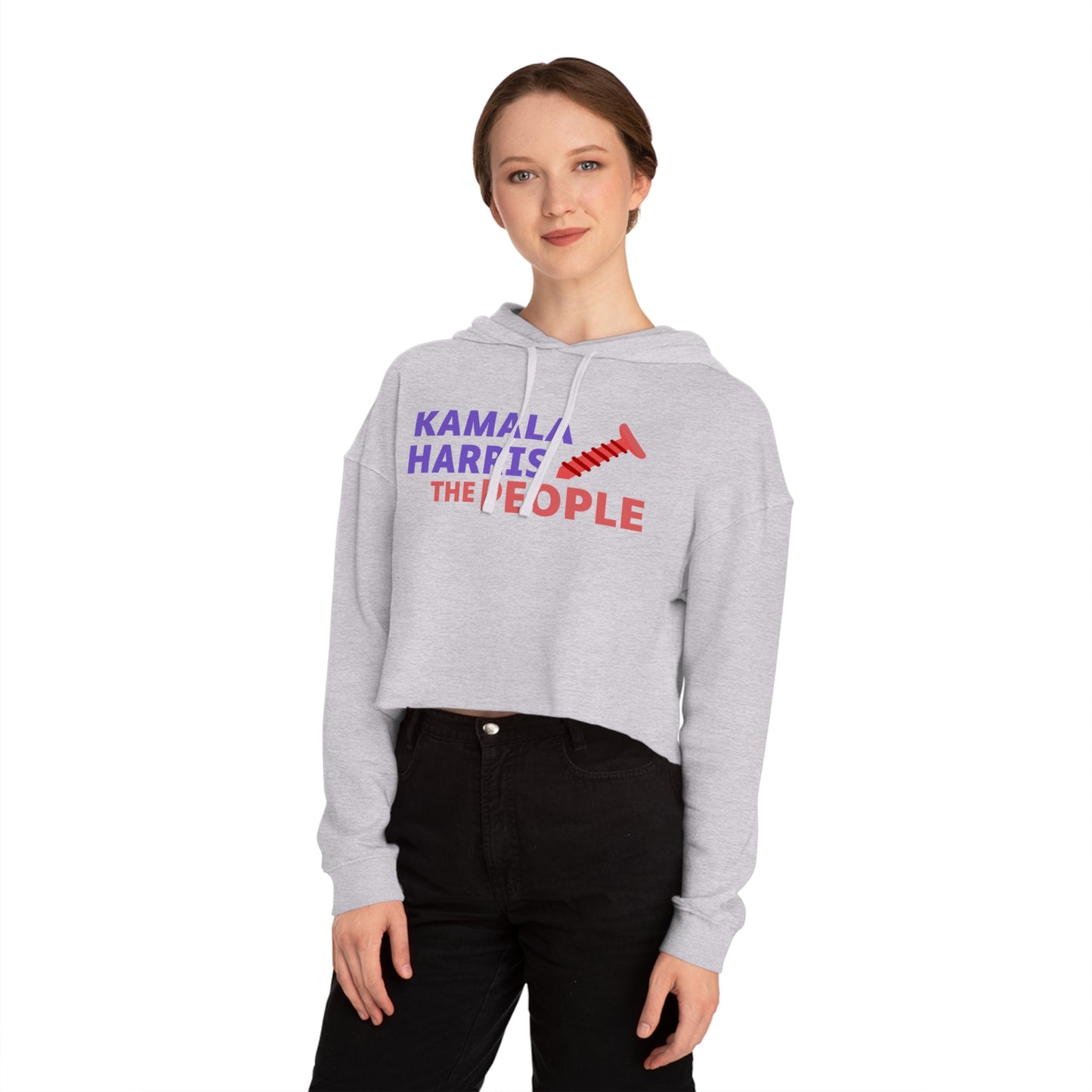 Kamala Harris "Screwing the People" Women’s Cropped Hooded Sweatshirt