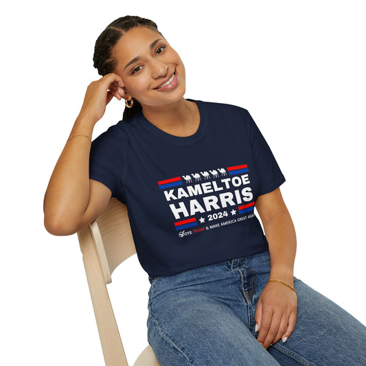 Kameltoe Harris 2024 - Vote Trump Dark Gildan Softstyle T-Shirt