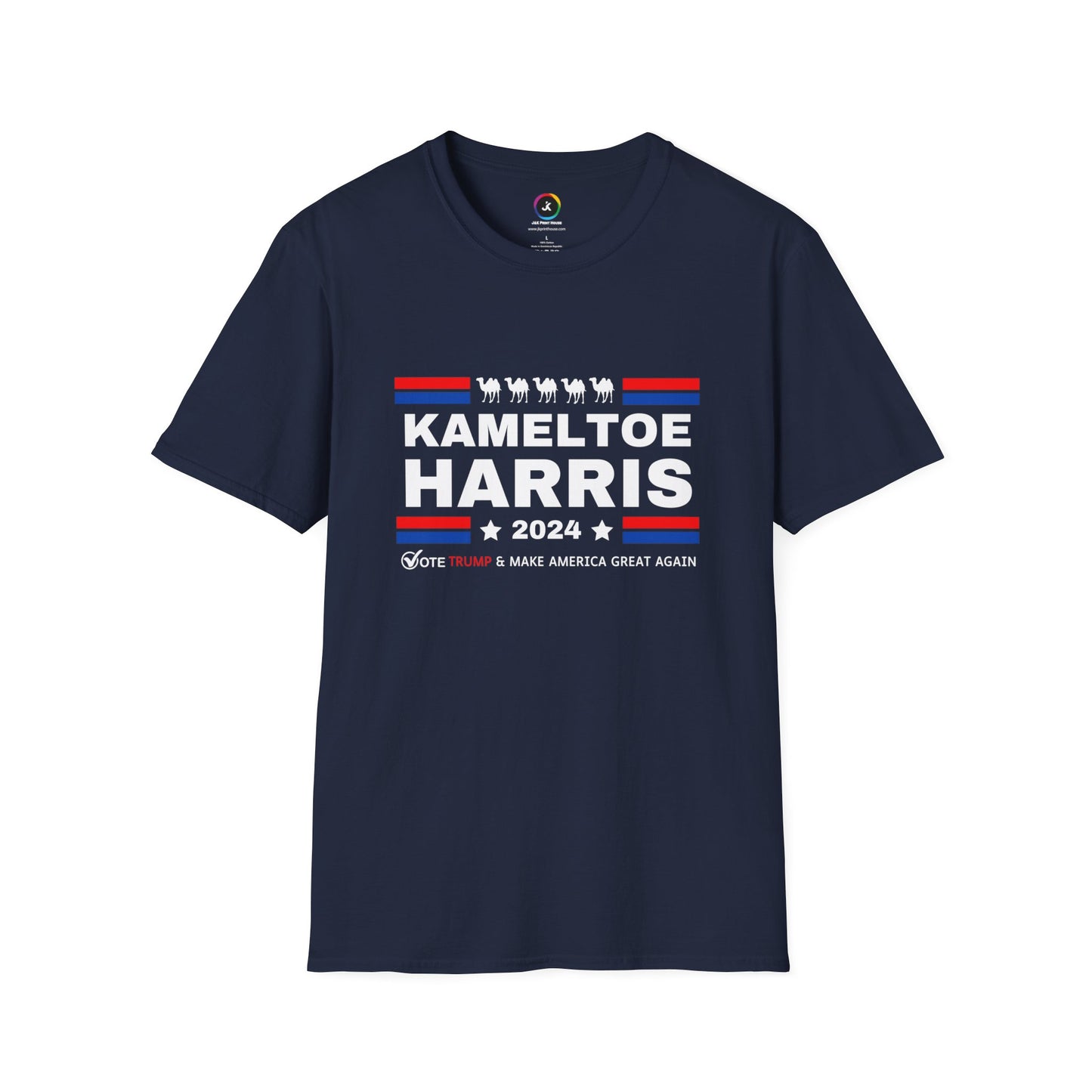 Kameltoe Harris 2024 - Vote Trump Dark Gildan Softstyle T-Shirt