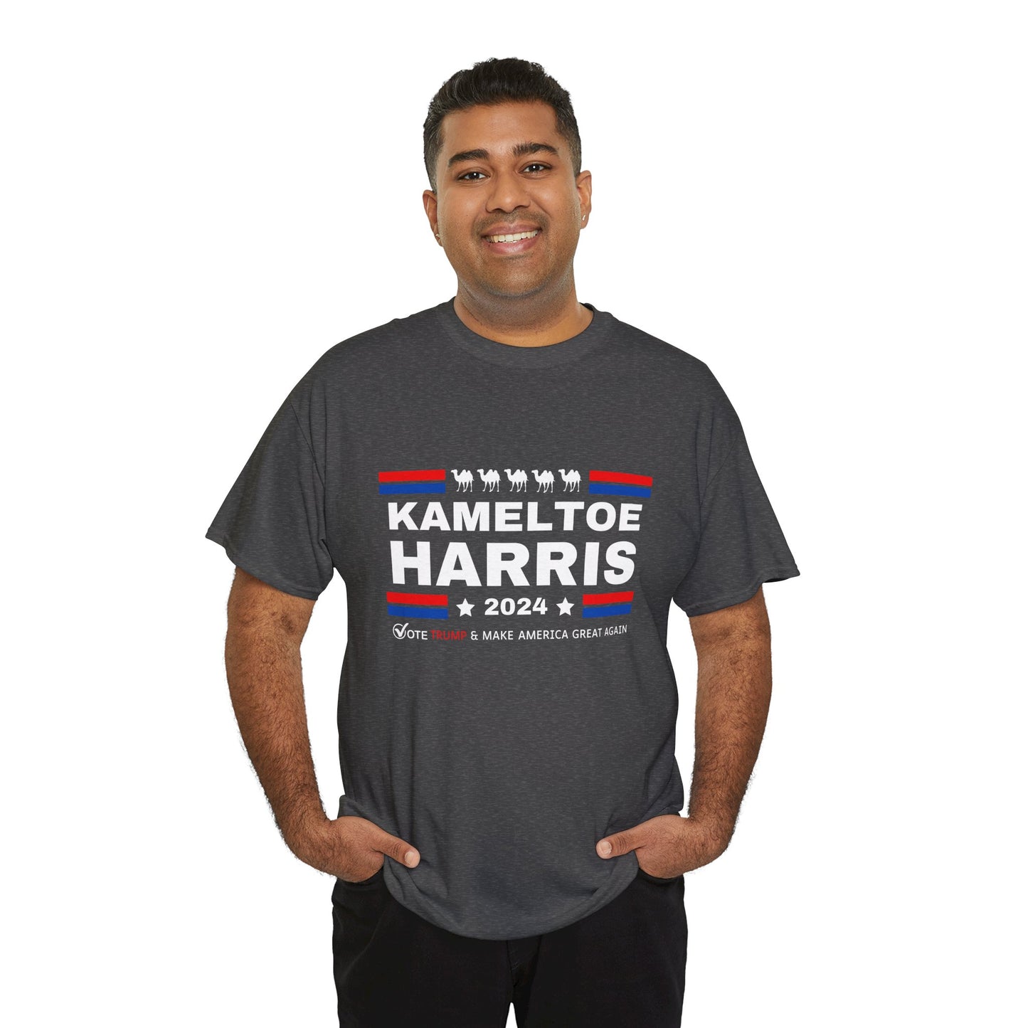 Kameltoe Harris 2024 - Vote Trump - Premium Dark Gildan T Shirt