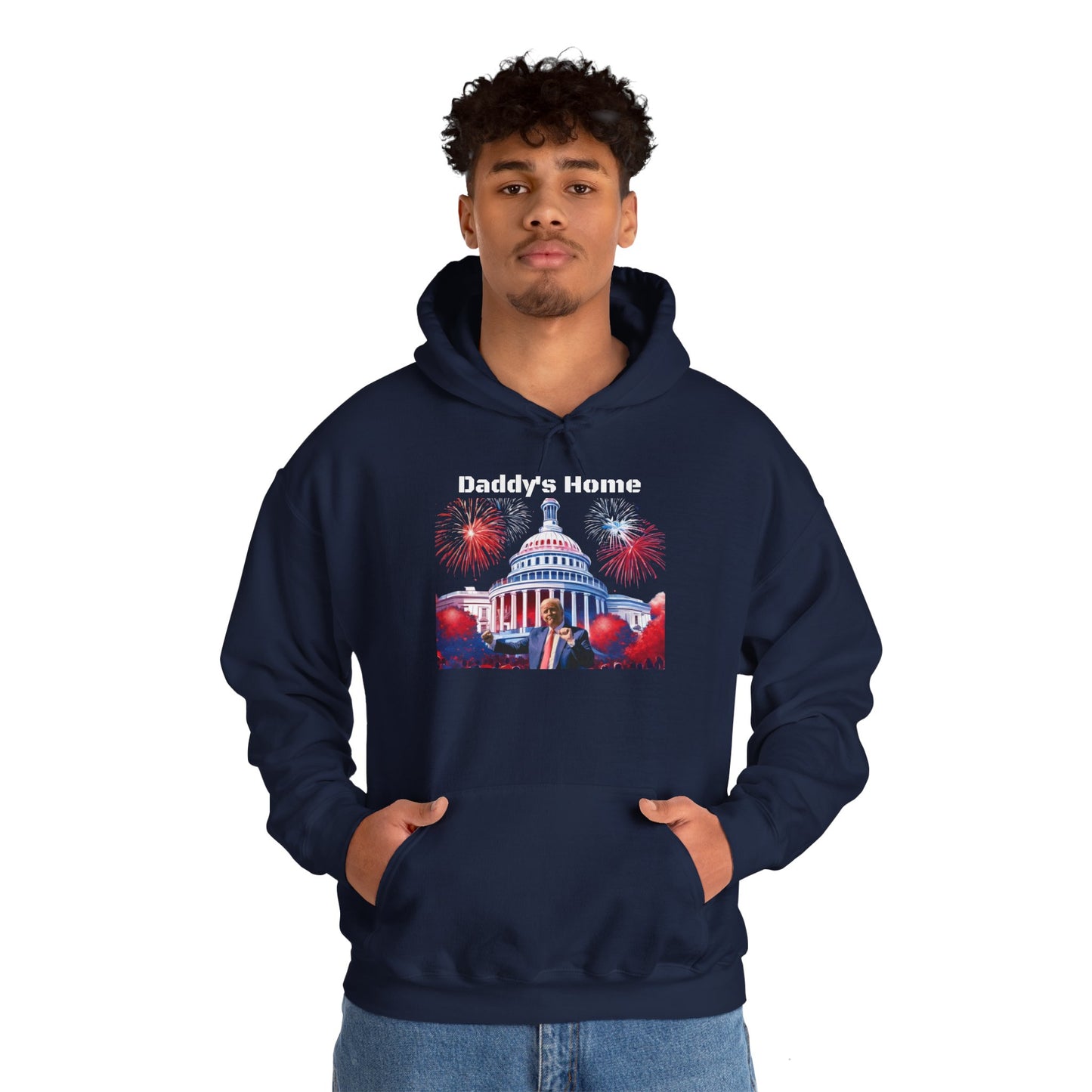 Trump 2024 – Daddy's Back White House Fireworks Design Hoodie