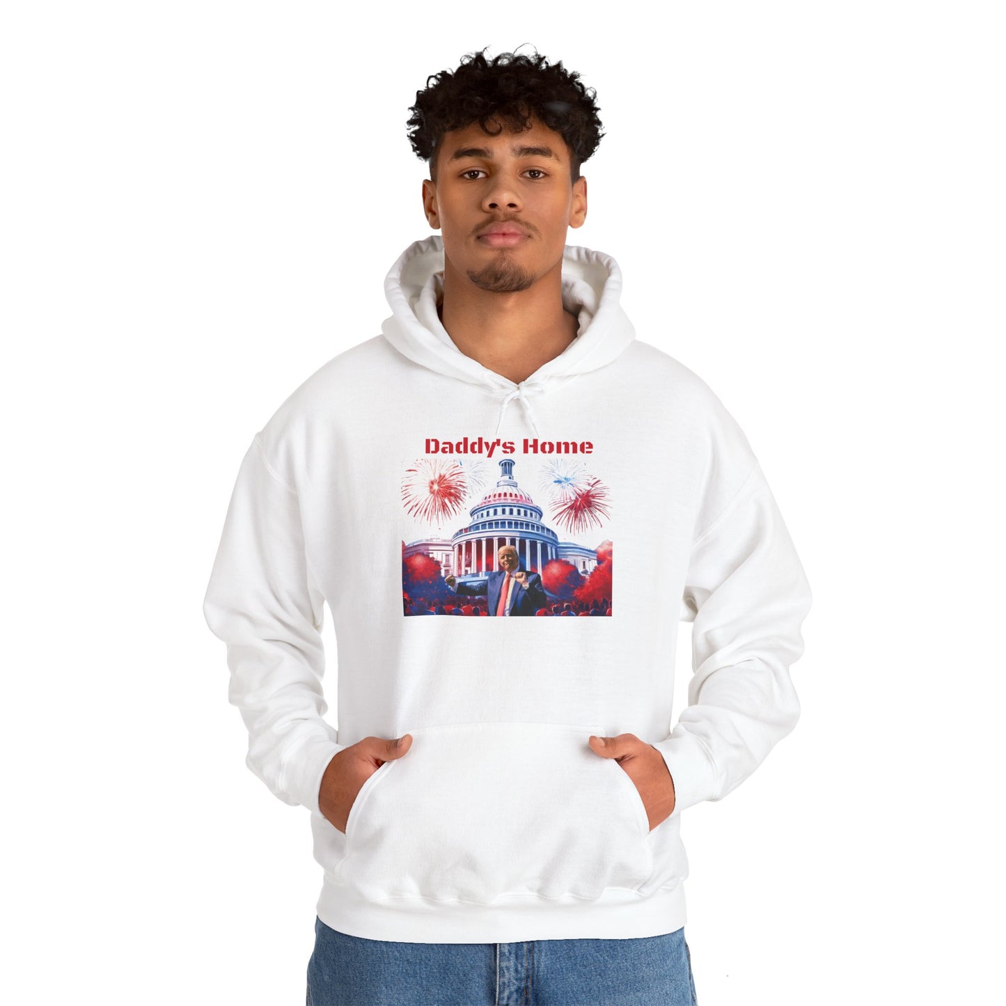 Trump 2024 – Daddy's Back White House Fireworks Design Hoodie