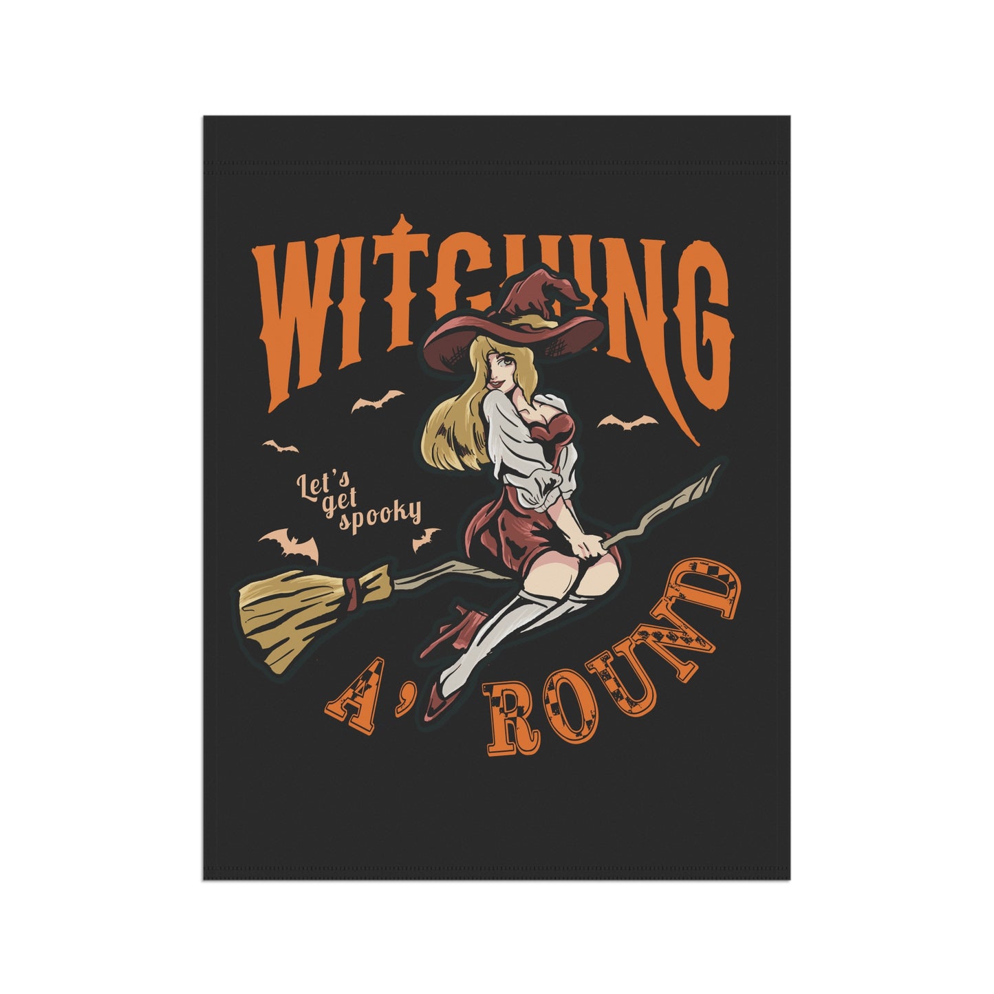 Black Witching A'Round Halloween Banner | Outdoor Halloween Flag