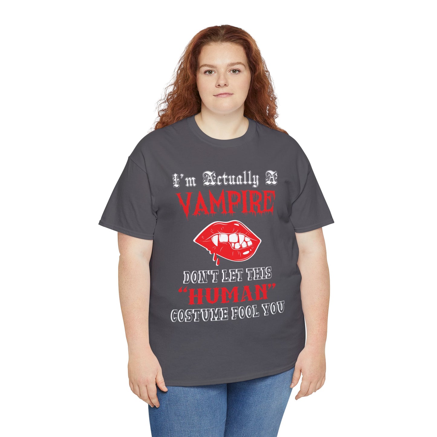 I'm Actually a Vampire Halloween Gildan T-Shirt | Funny Vampire Costume Tee