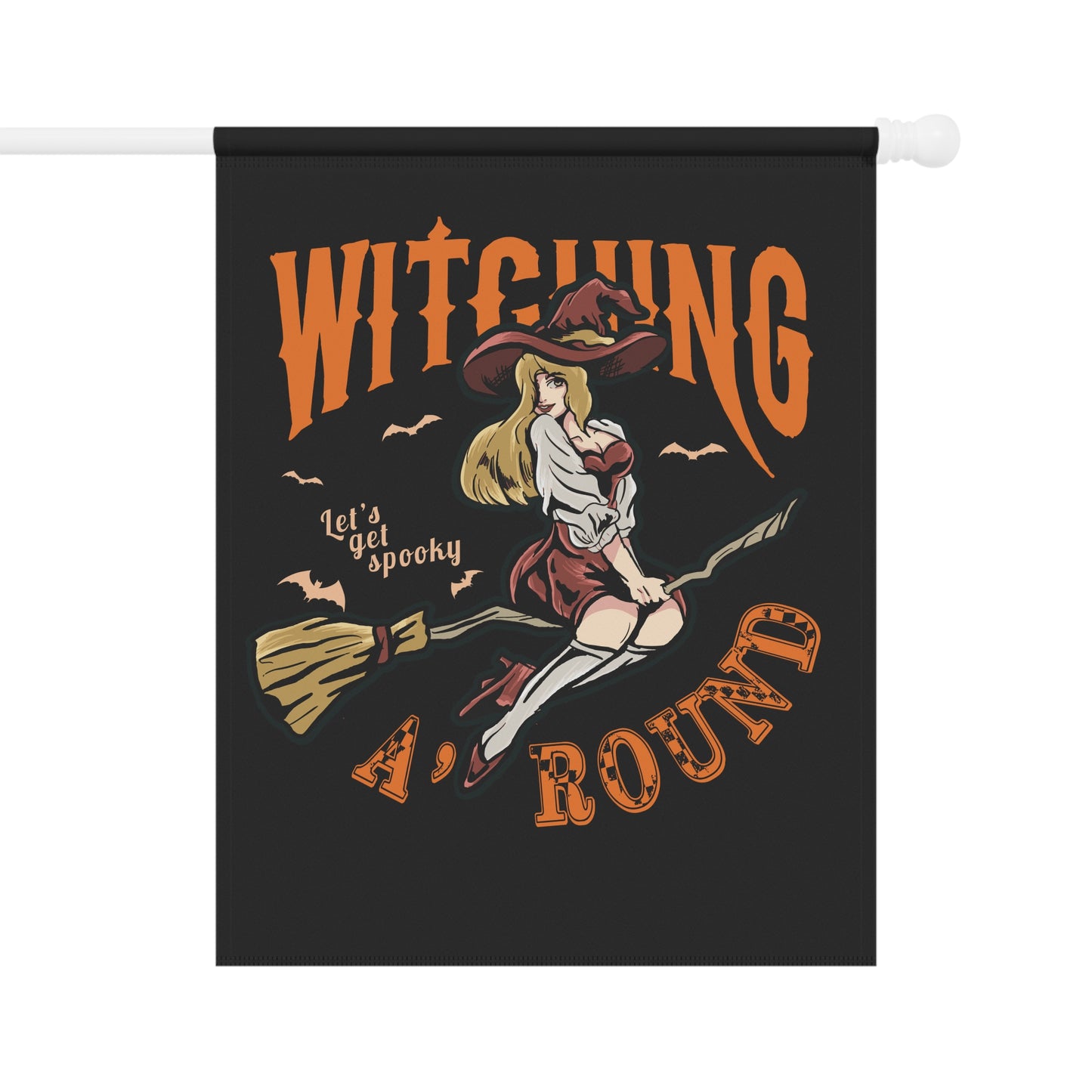 Black Witching A'Round Halloween Banner | Outdoor Halloween Flag