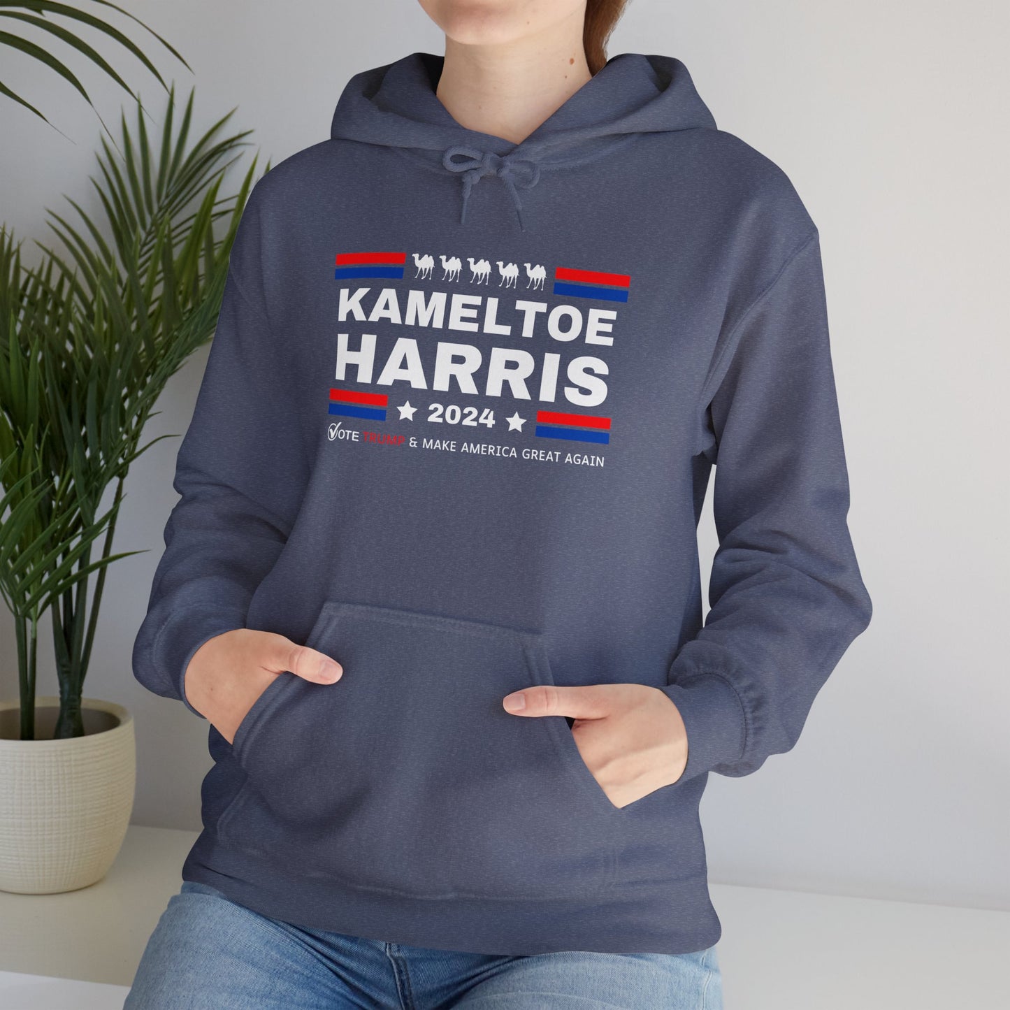 Kameltoe Harris 2024 - Vote Trump Dark Gildan Unisex Hoodie