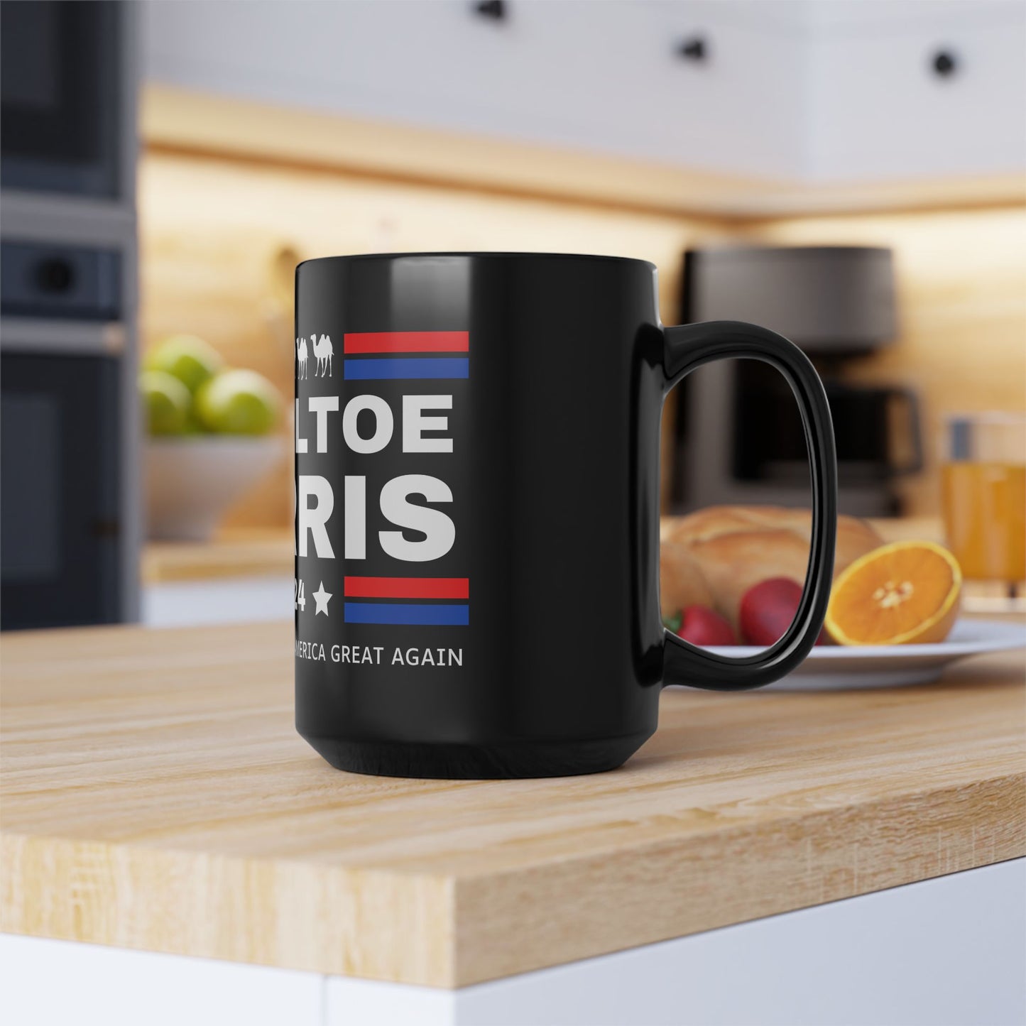 Kameltoe Harris 2024 - Vote Trump Black Mug (11oz, 15oz)