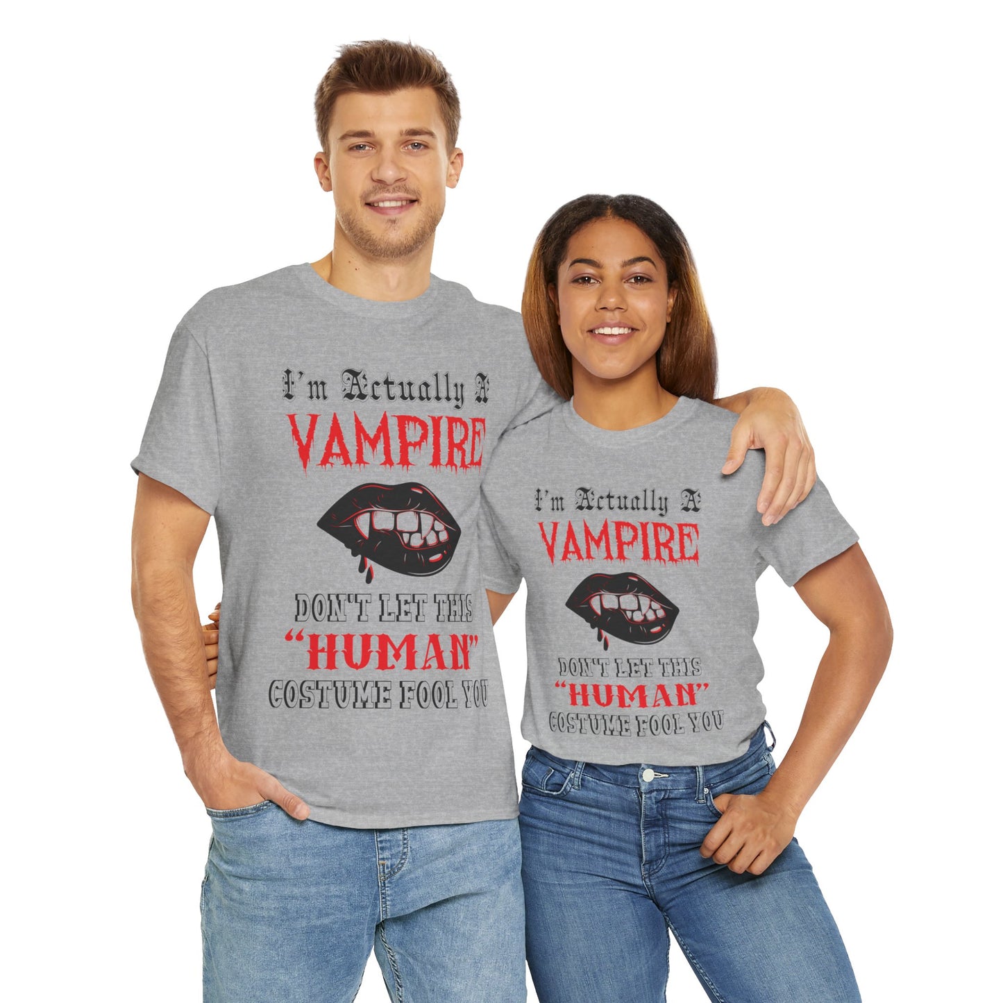 I'm Actually a Vampire Halloween Gildan T-Shirt | Funny Vampire Costume Tee