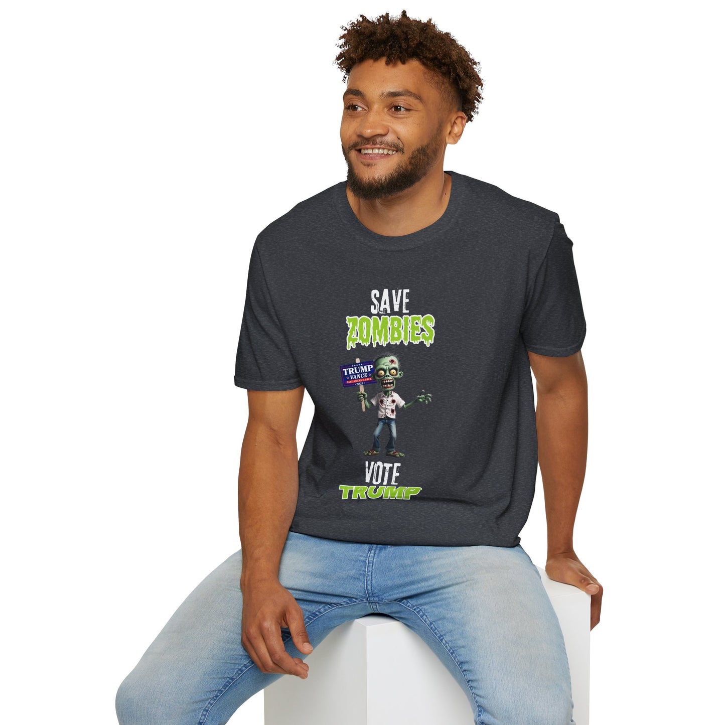 Save Zombies, Vote Trump – Halloween & Election Crossover Zombie Softstyle T-Shirt