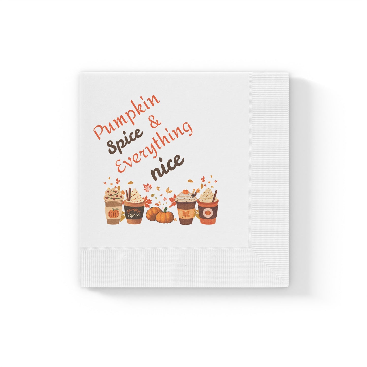 Fall Pumpkin Spice Latte Design White Coined Napkins