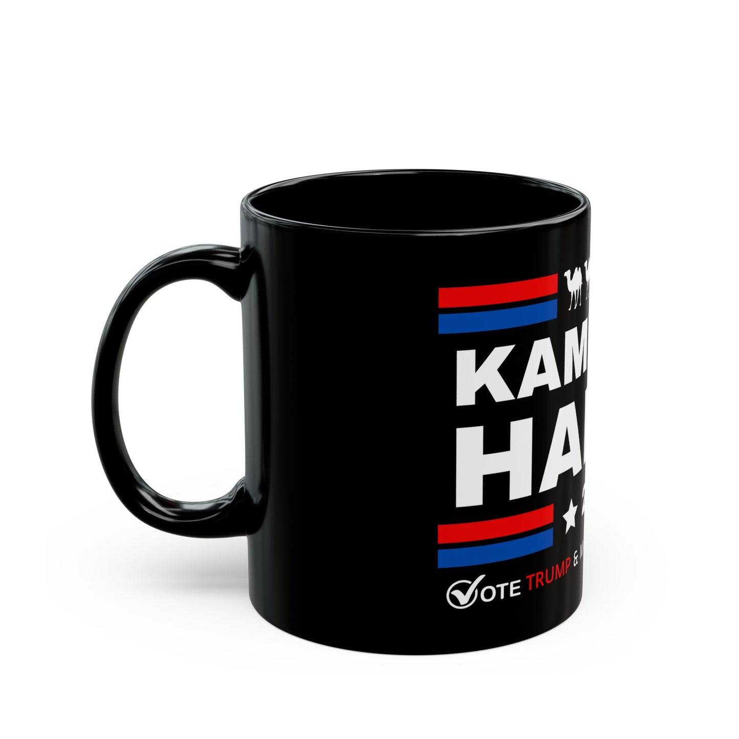 Kameltoe Harris 2024 - Vote Trump Black Mug (11oz, 15oz)