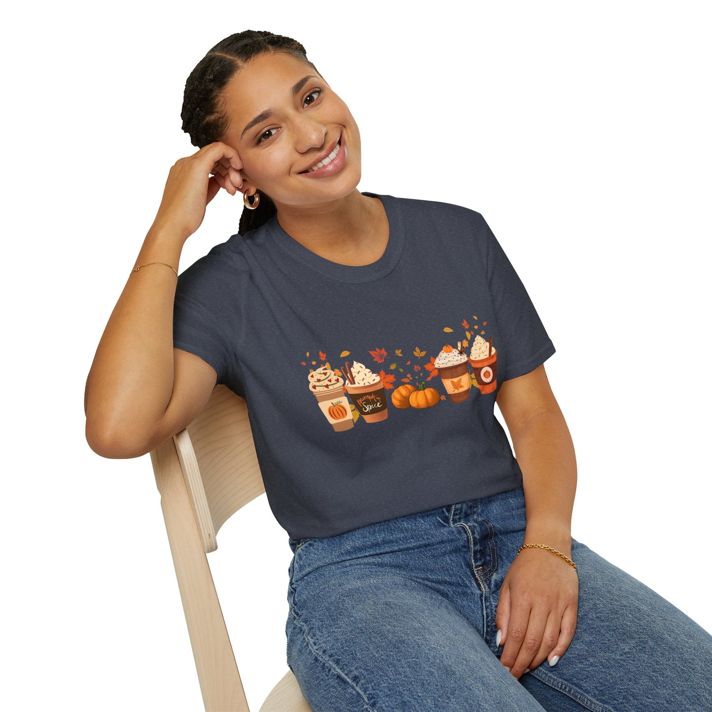 Fall Pumpkin Spice Latte Design Gildan Softstyle T-Shirt