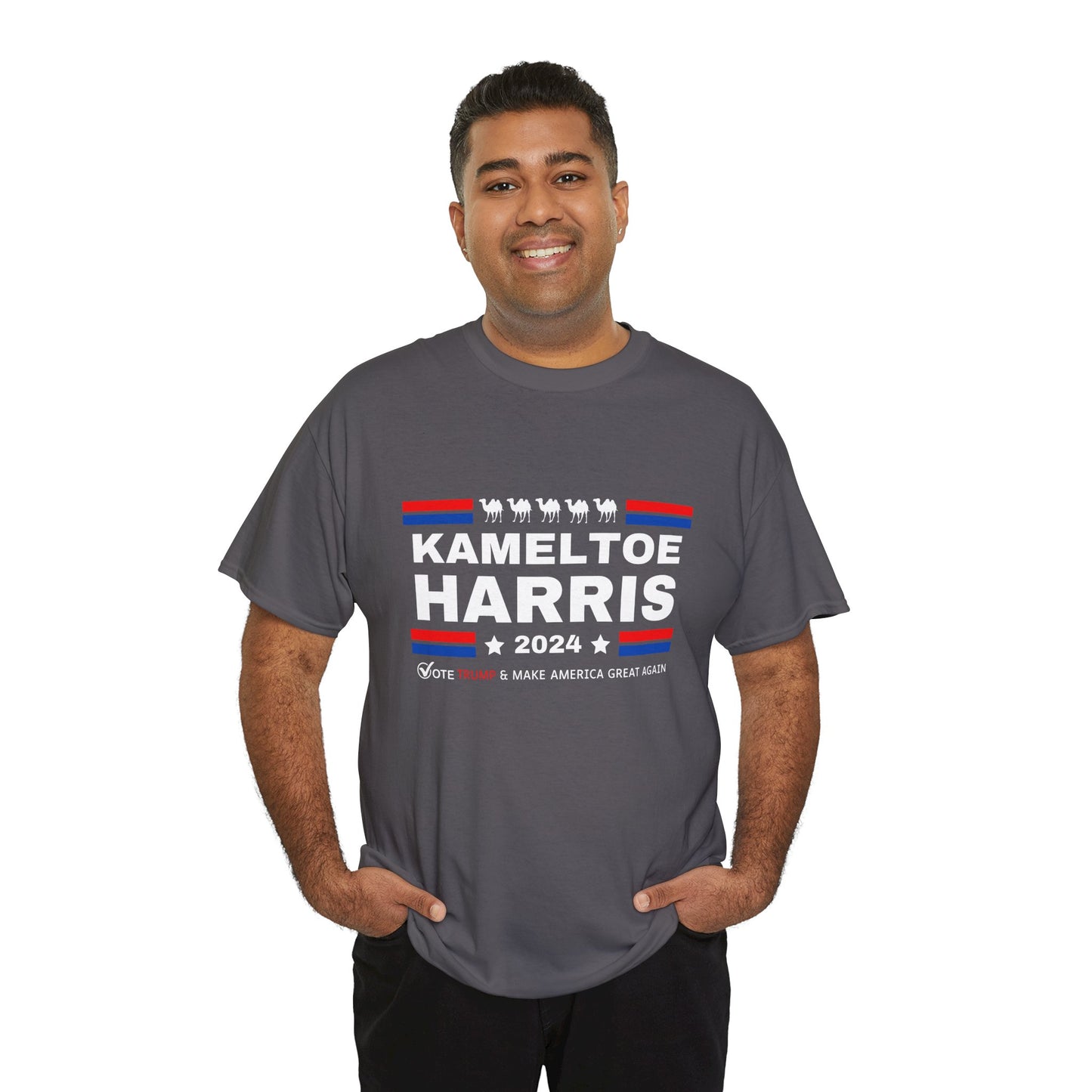 Kameltoe Harris 2024 - Vote Trump - Premium Dark Gildan T Shirt
