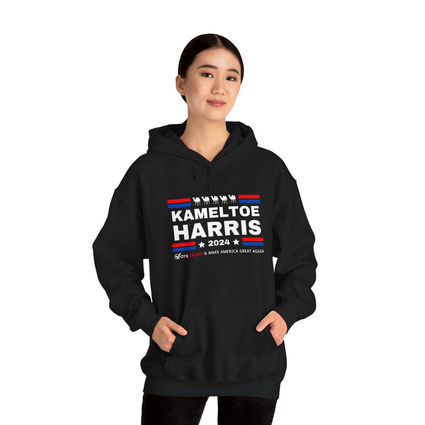 Kameltoe Harris 2024 - Vote Trump Dark Gildan Unisex Hoodie