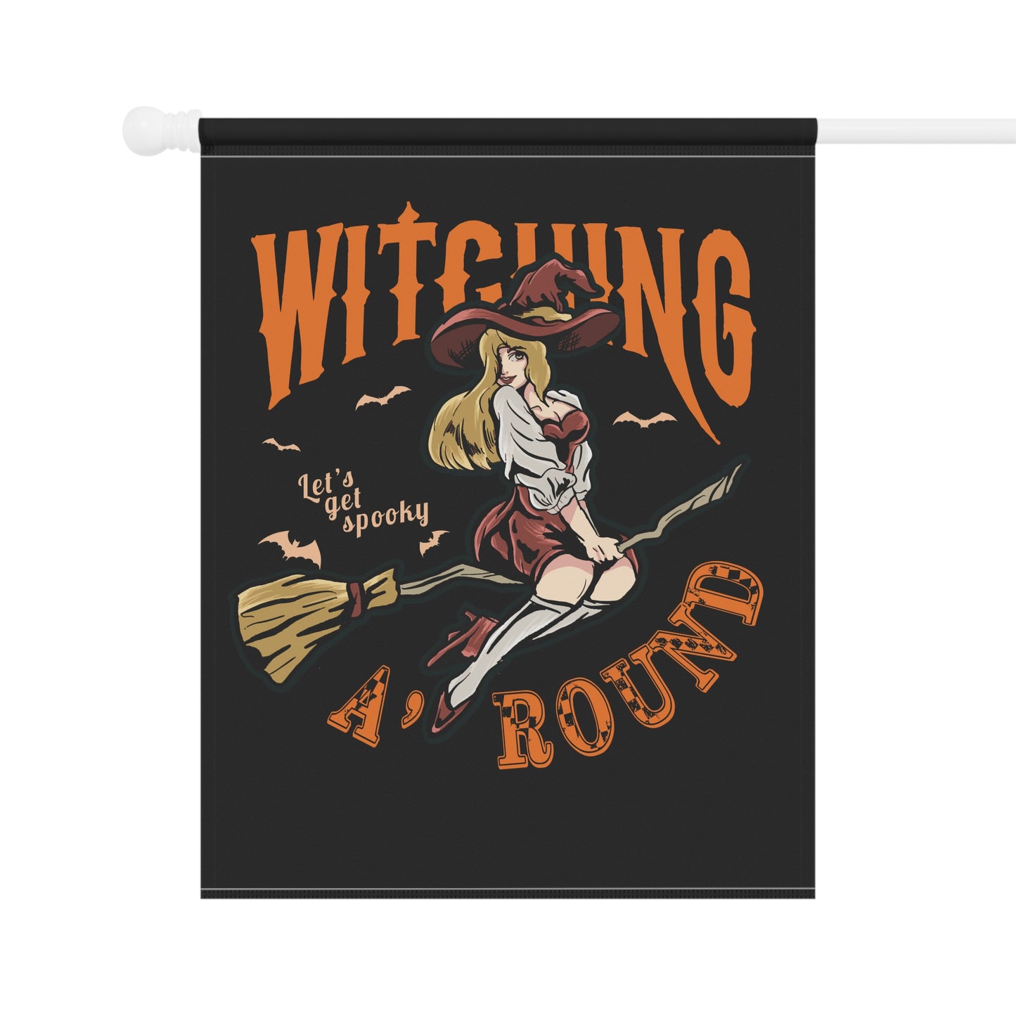 Black Witching A'Round Halloween Banner | Outdoor Halloween Flag
