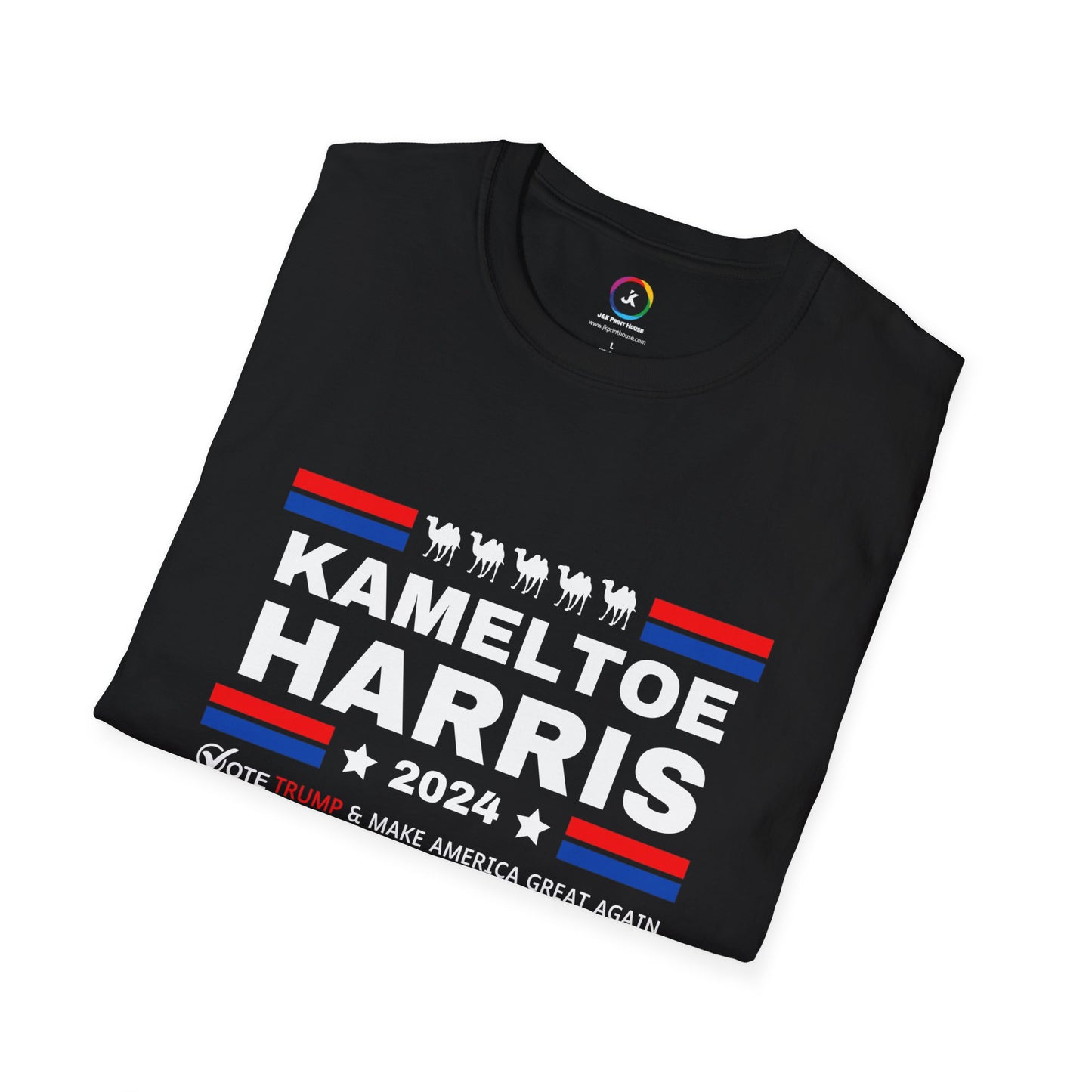 Kameltoe Harris 2024 - Vote Trump Dark Gildan Softstyle T-Shirt