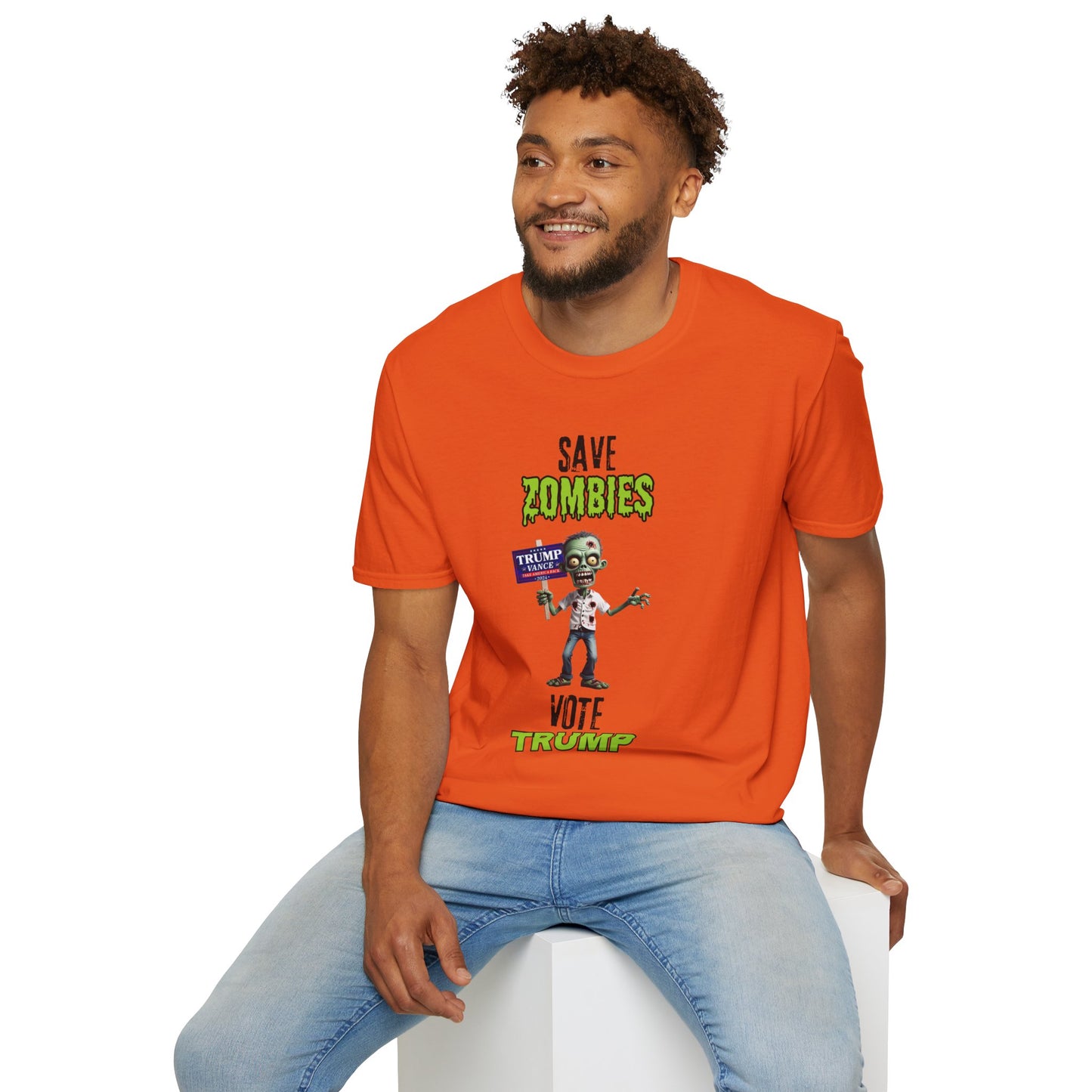 Save Zombies, Vote Trump – Halloween & Election Crossover Zombie Softstyle T-Shirt