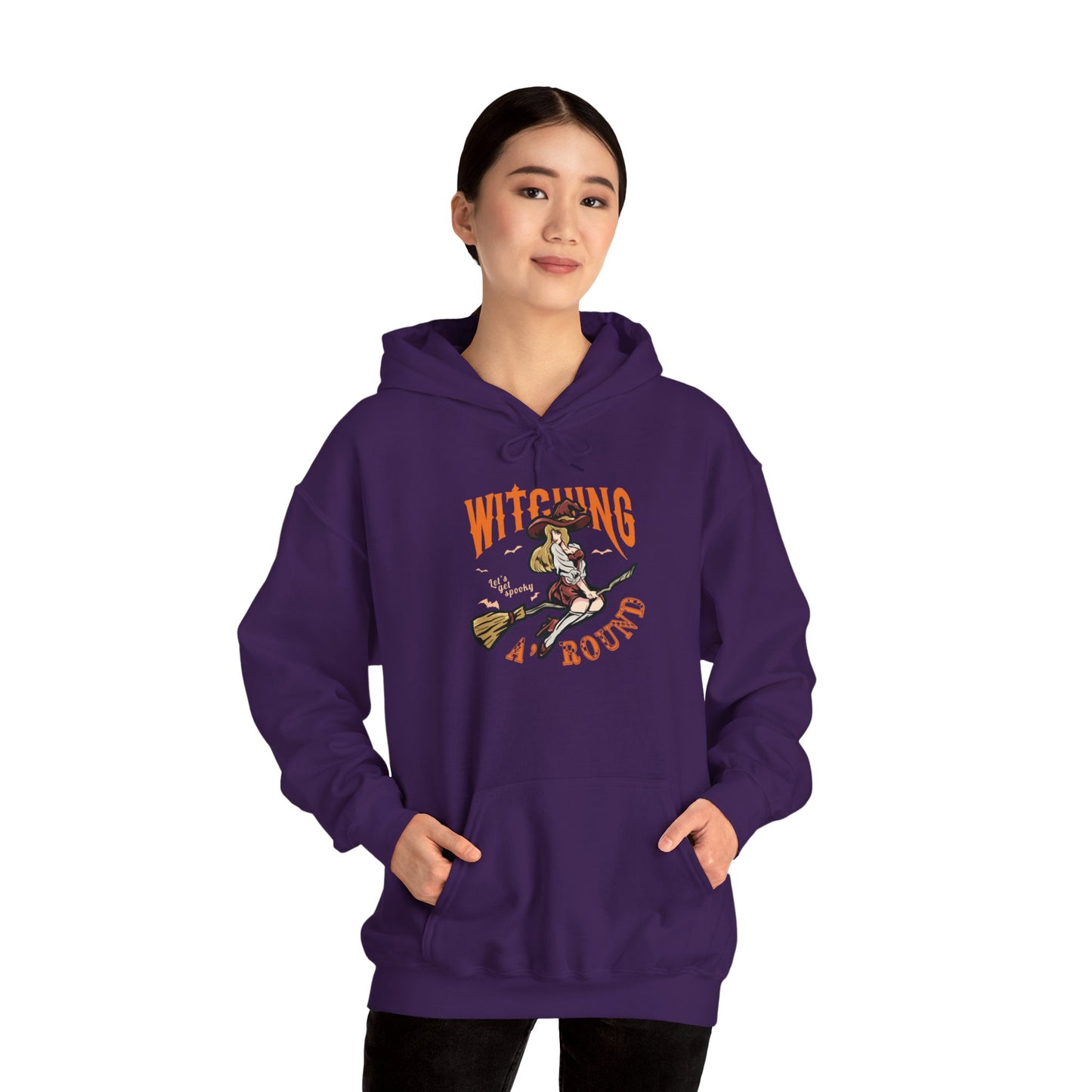 Witching Around Halloween Heavy Blend Hoodie |  Witch Graphic Hoodie