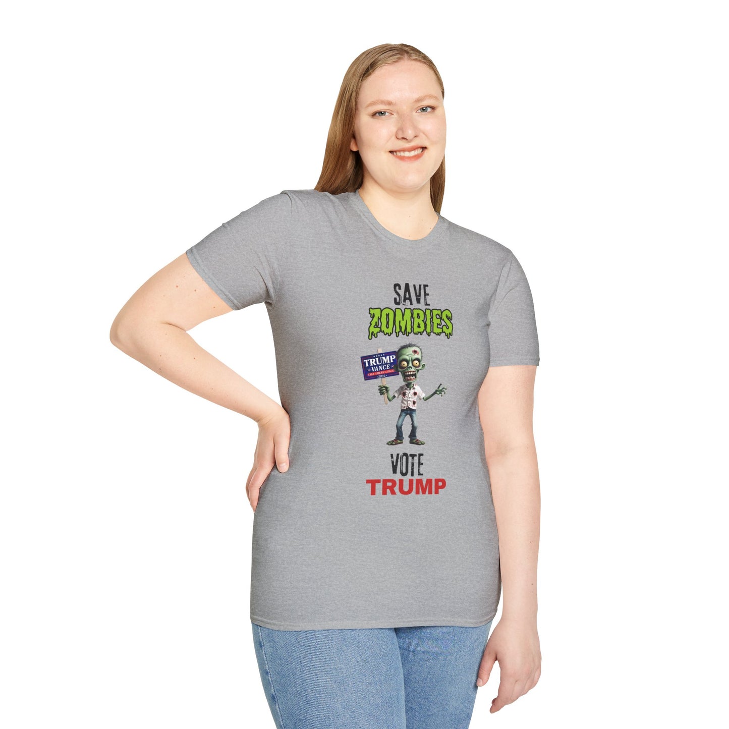 Save Zombies, Vote Trump – Halloween & Election Crossover Zombie Softstyle T-Shirt