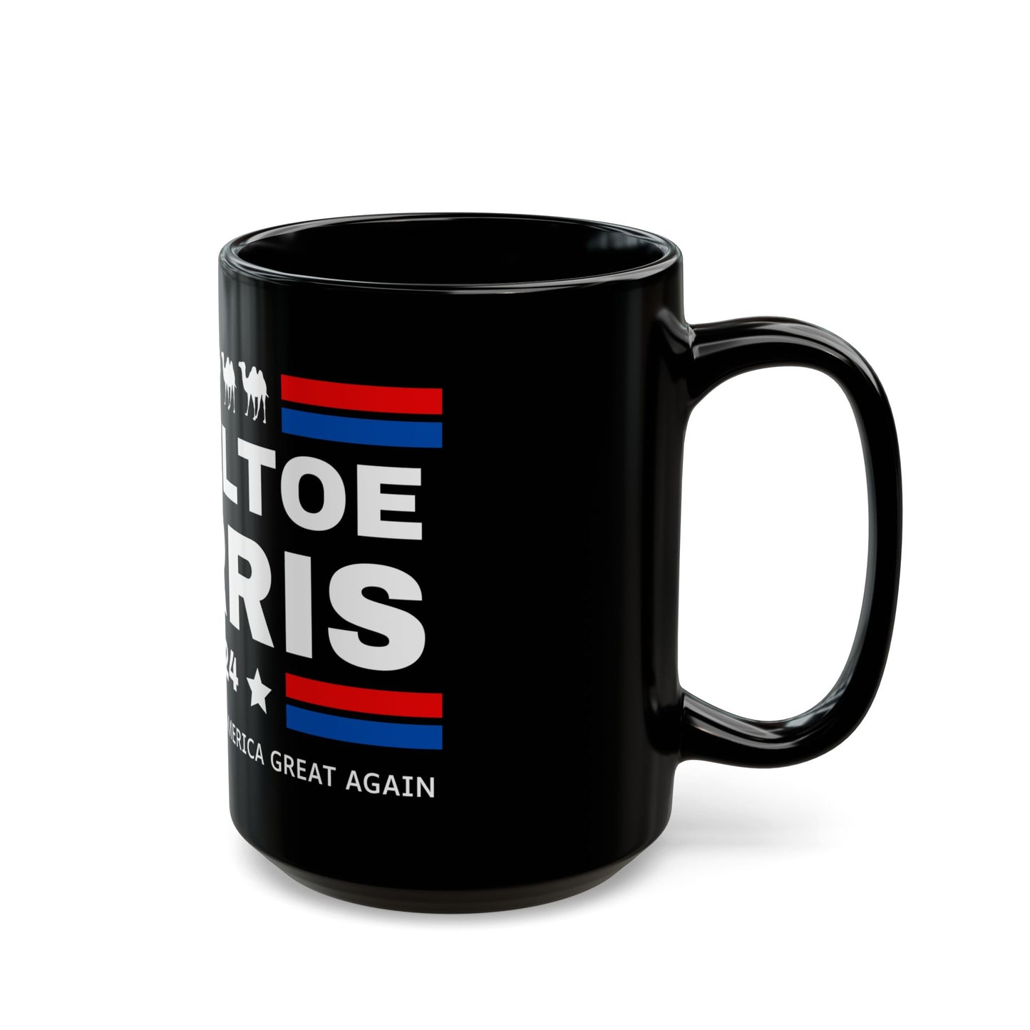 Kameltoe Harris 2024 - Vote Trump Black Mug (11oz, 15oz)
