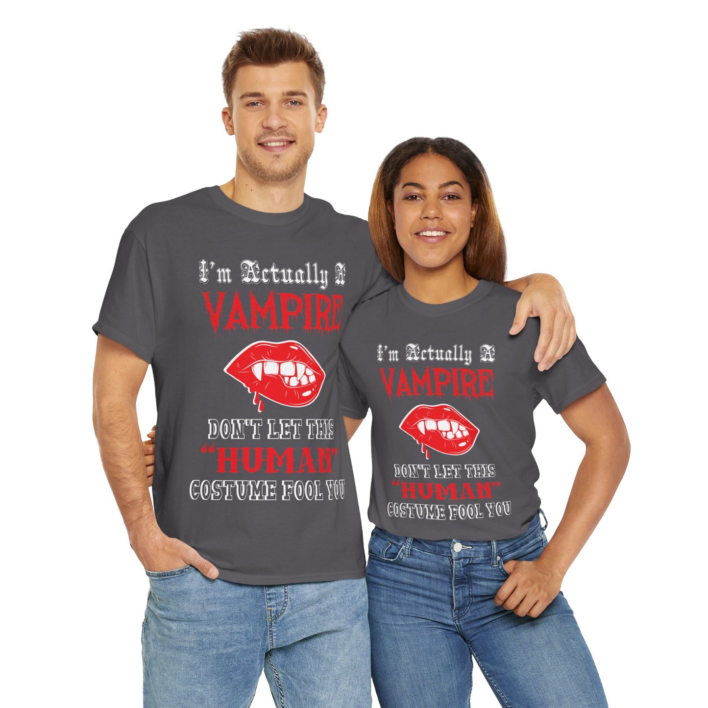 I'm Actually a Vampire Halloween Gildan T-Shirt | Funny Vampire Costume Tee