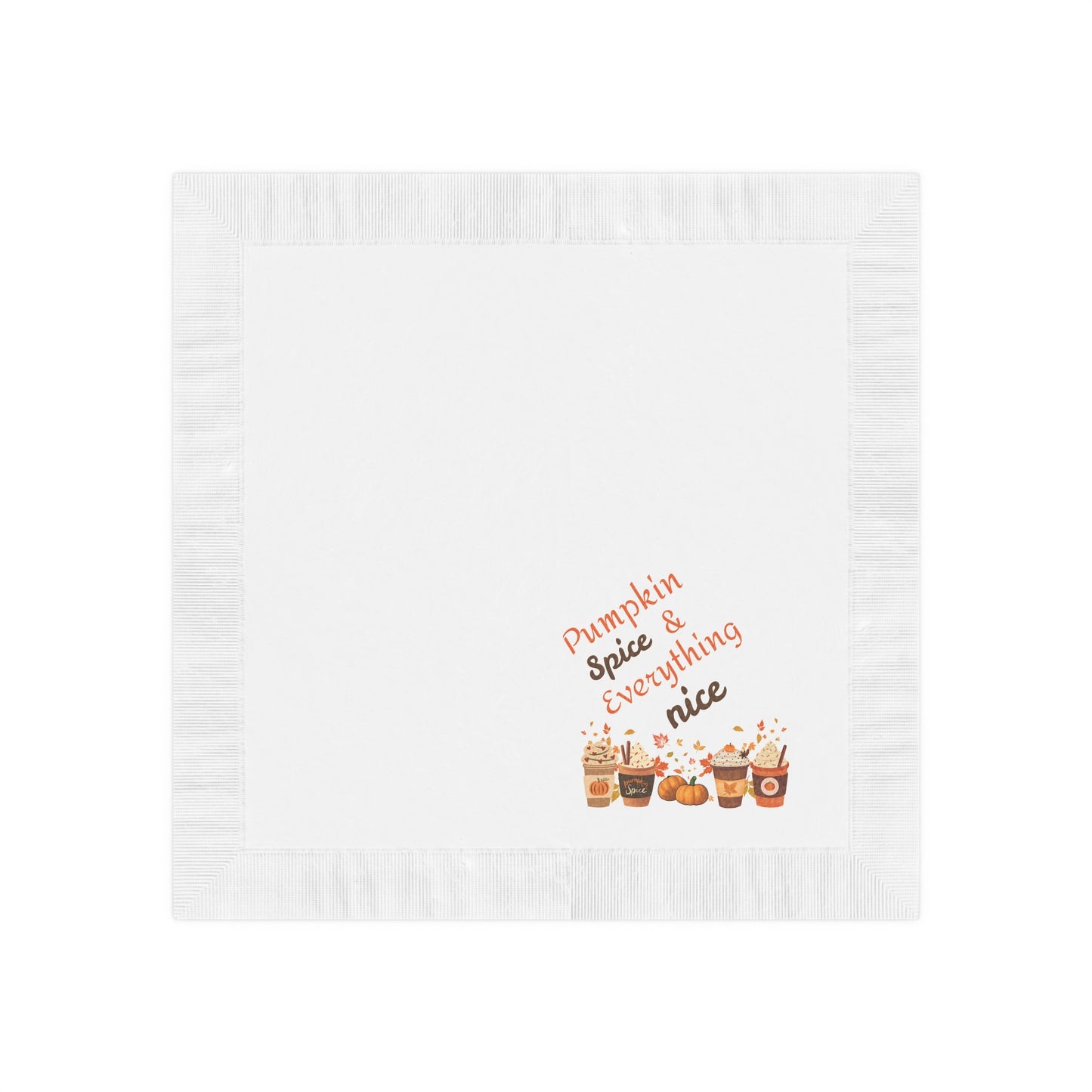 Fall Pumpkin Spice Latte Design White Coined Napkins