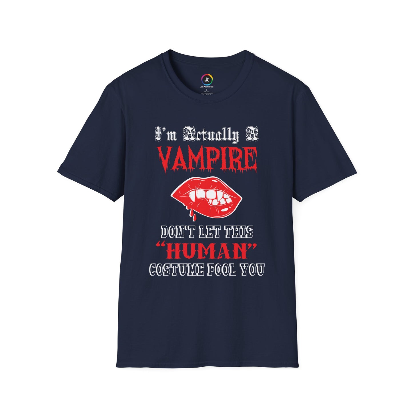I'm Actually a Vampire Halloween Softstyle T-Shirt | Funny Vampire Costume Tee
