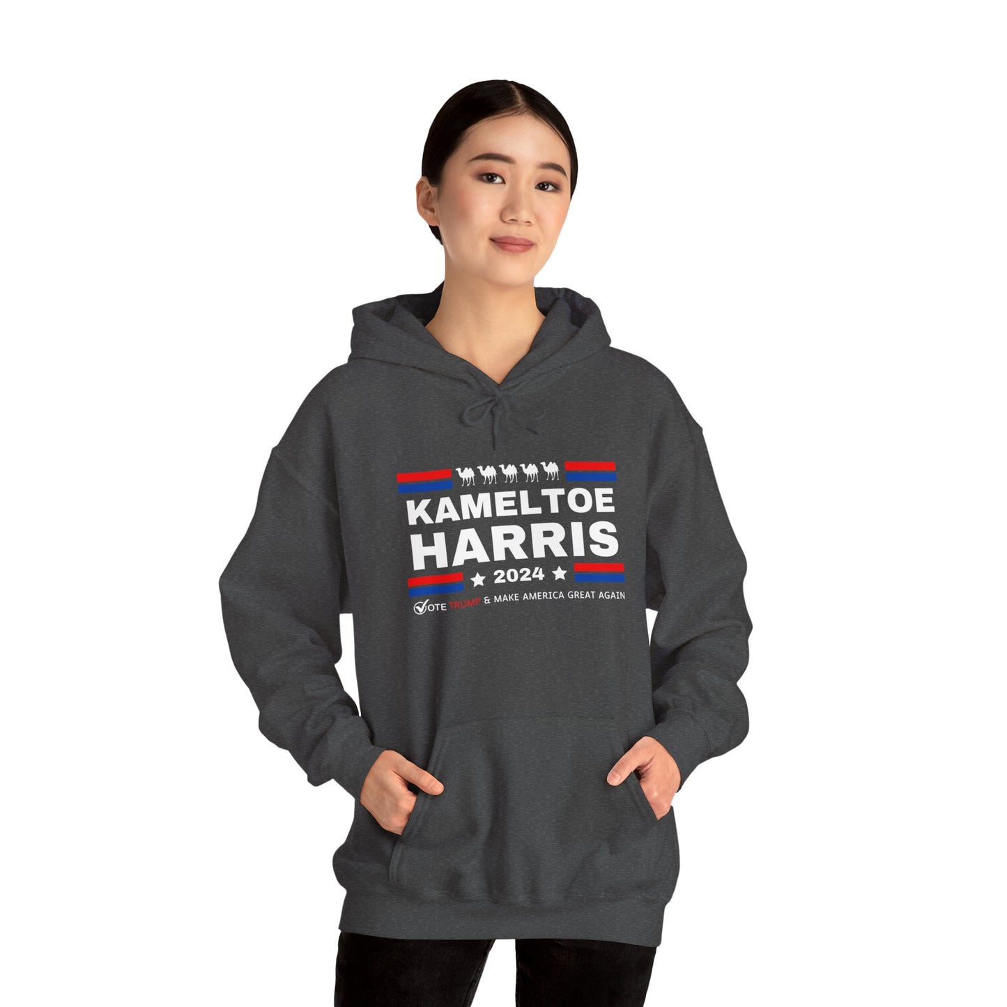 Kameltoe Harris 2024 - Vote Trump Dark Gildan Unisex Hoodie